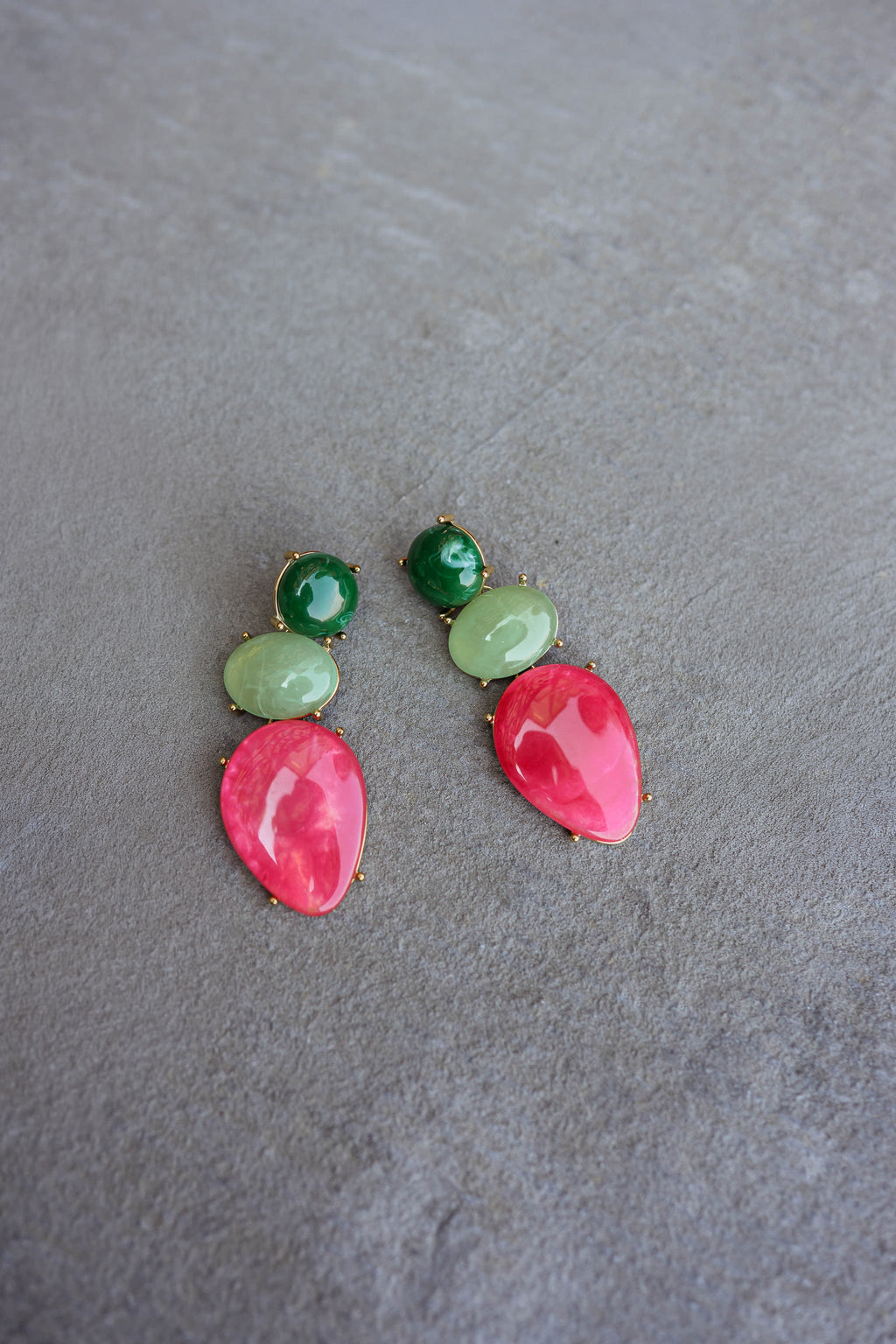 Boucles d'oreilles Colleen - vertes et rose
