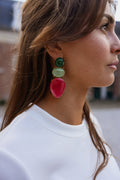 Boucles d'oreilles Colleen - vertes et rose