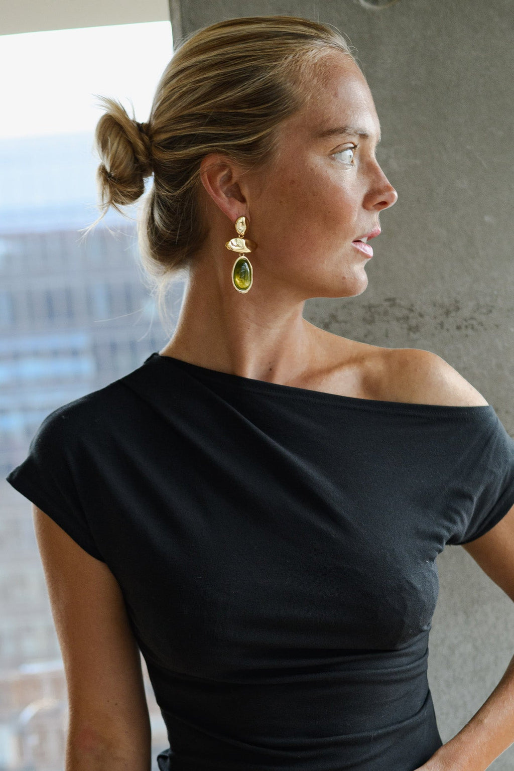 Boucles d'oreilles Diana - kaki et dorées