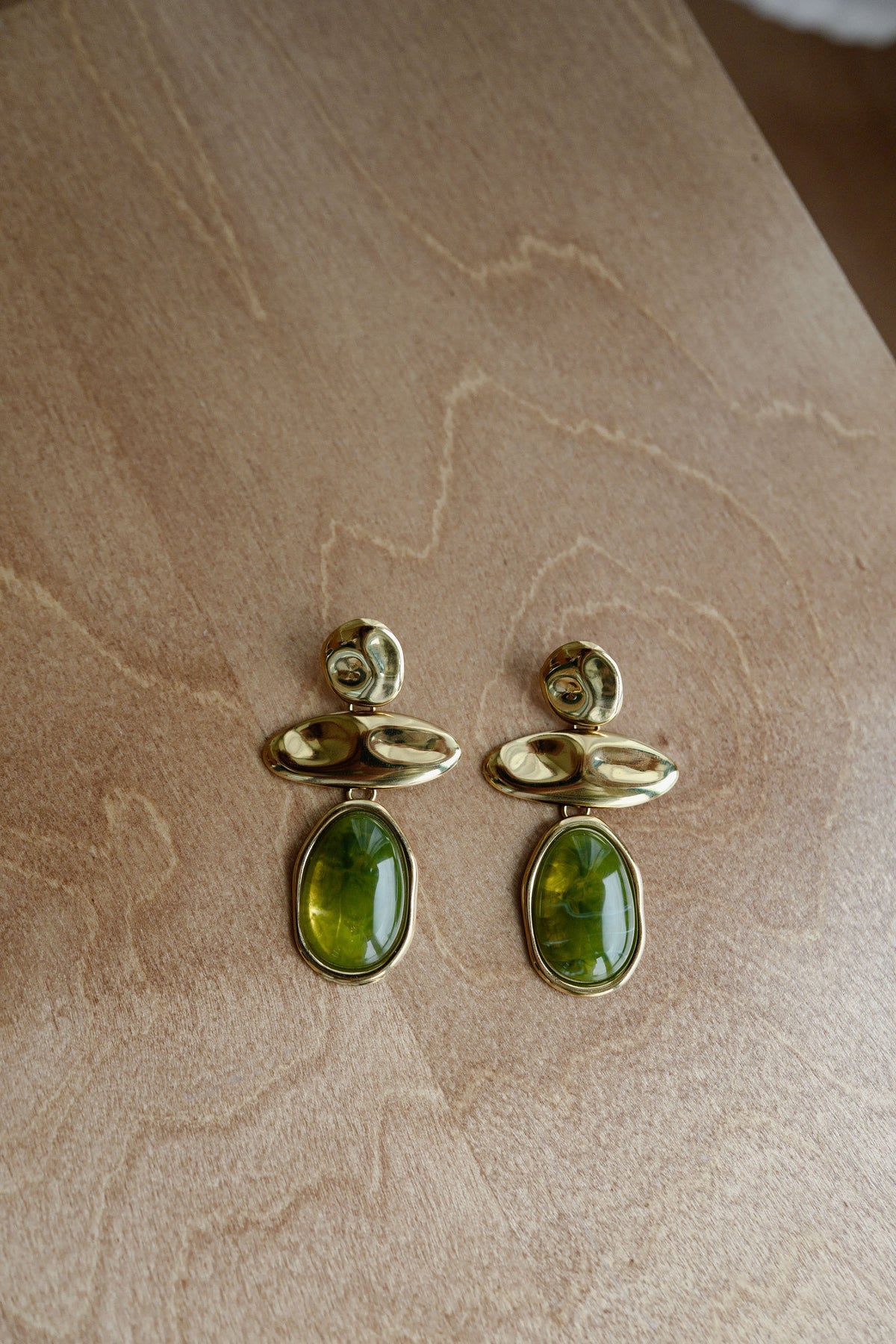 Boucles d'oreilles Diana - kaki et dorées