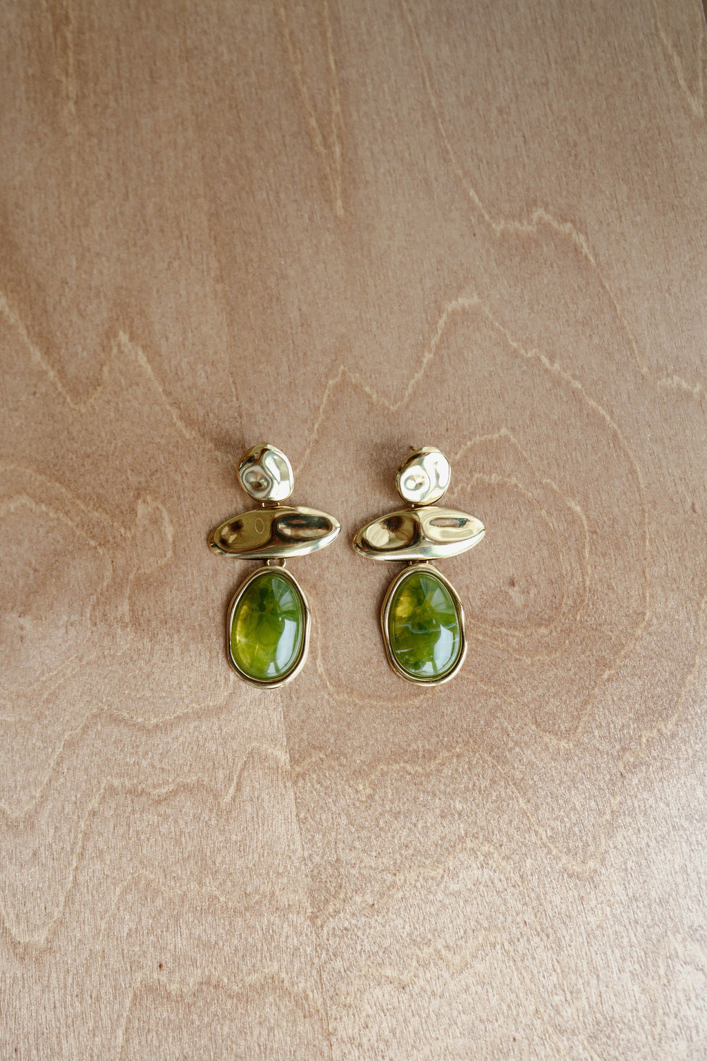 Boucles d'oreilles Diana - kaki et dorées