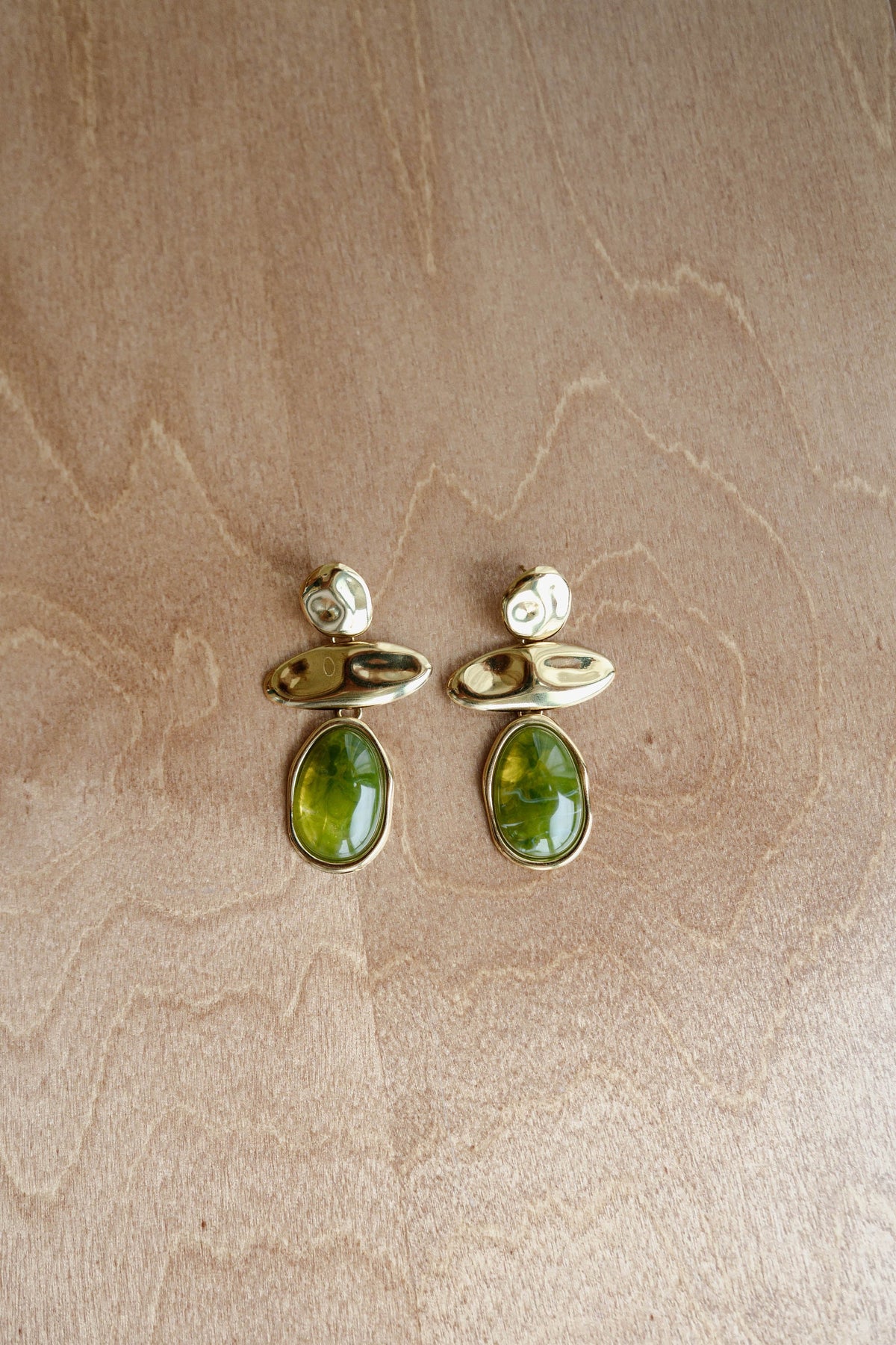 Boucles d'oreilles Diana - kaki et dorées
