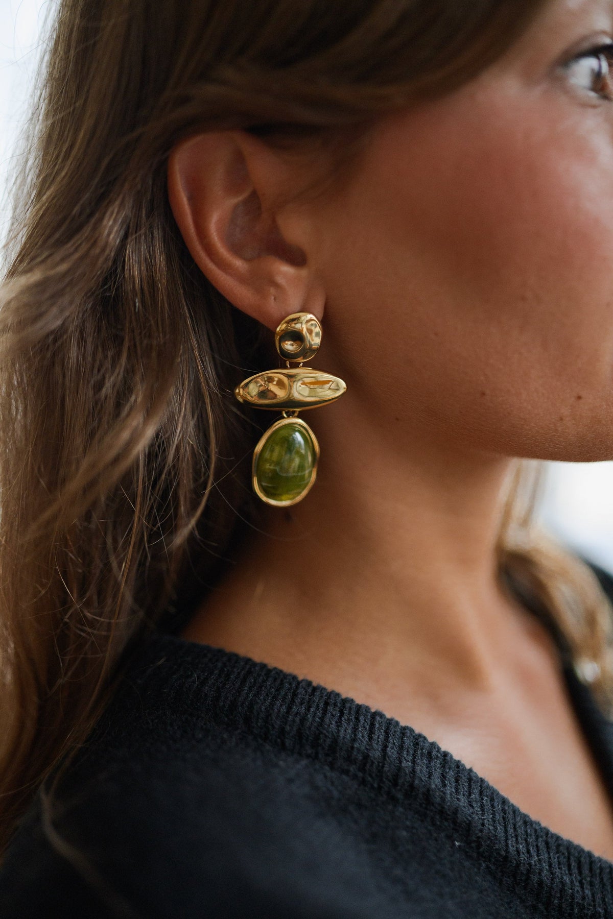Boucles d'oreilles Diana - kaki et dorées