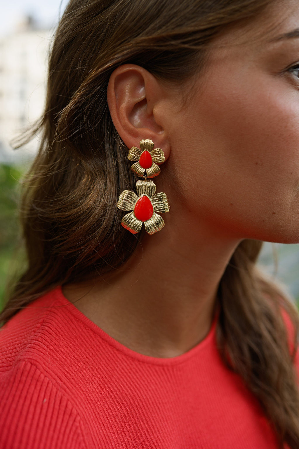 Boucles d'oreilles Flowa - rouge