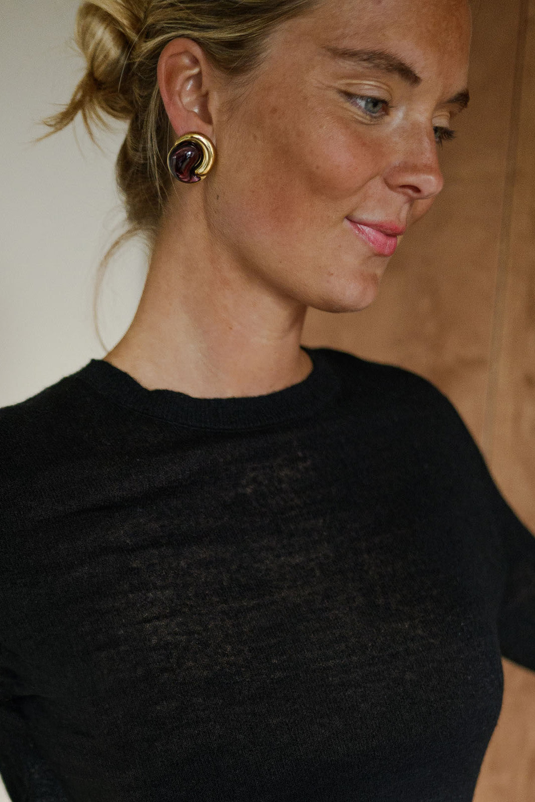 Boucles d'oreilles Guina - dorées et bordeaux