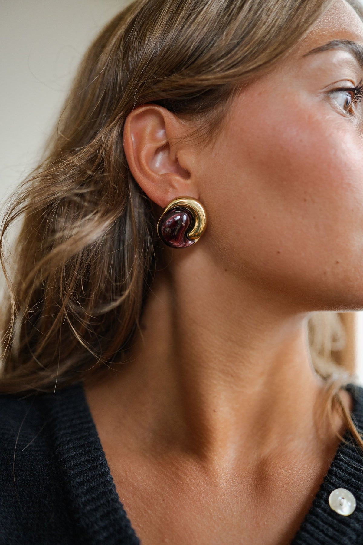 Boucles d'oreilles Guina - dorées et bordeaux
