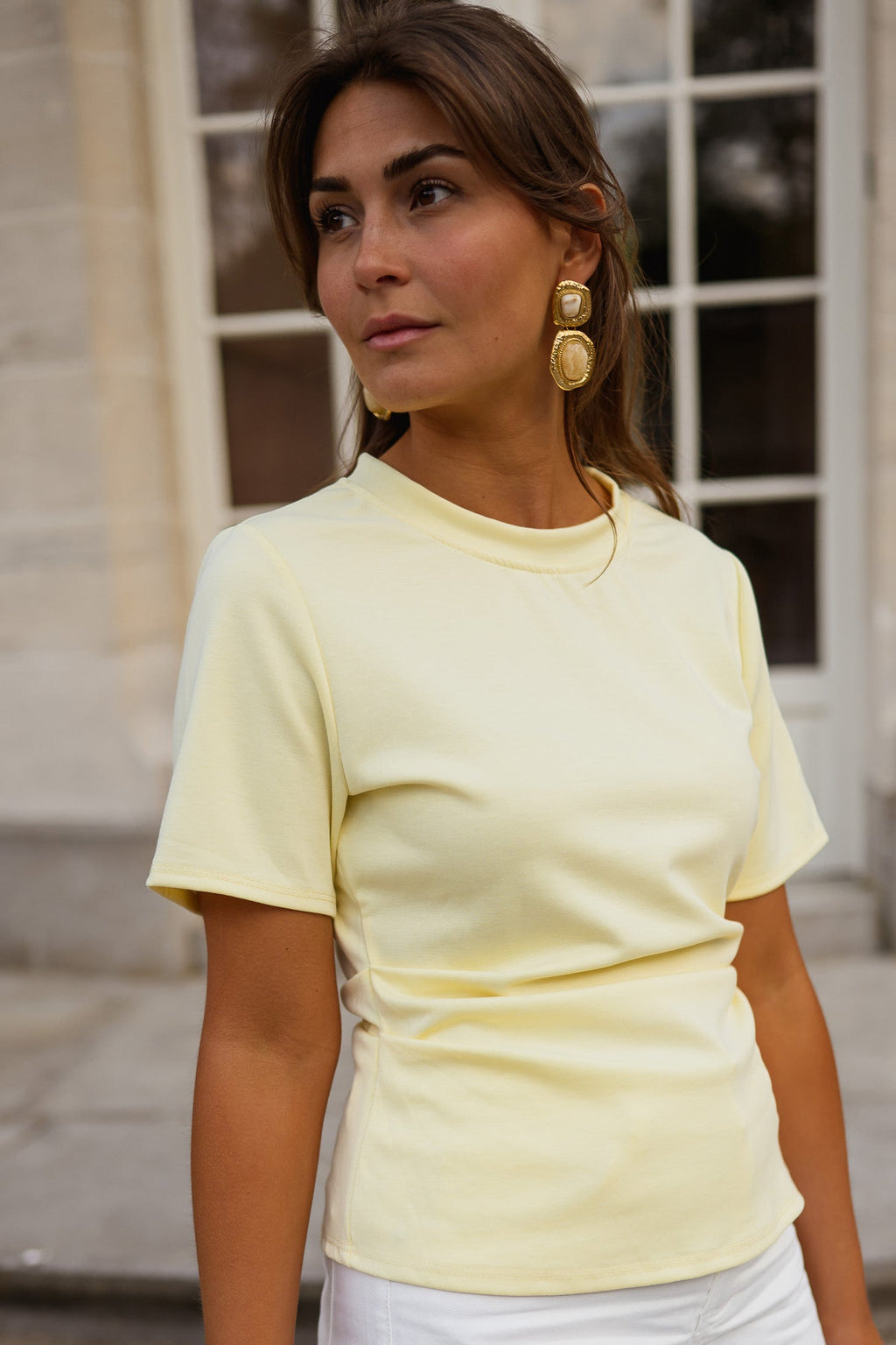 Boucles d'oreilles Idil - dorées et beige