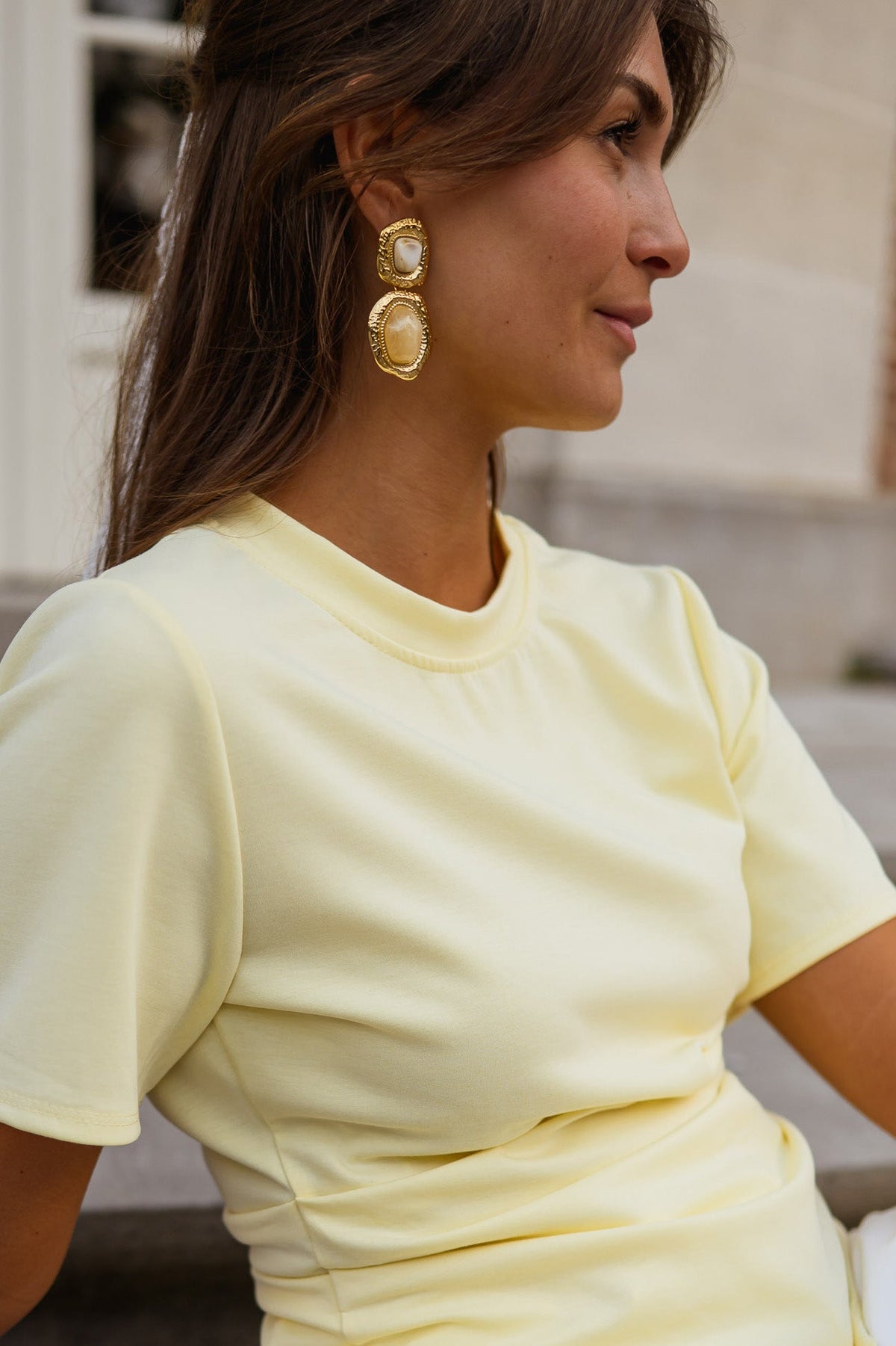 Boucles d'oreilles Idil - dorées et beige