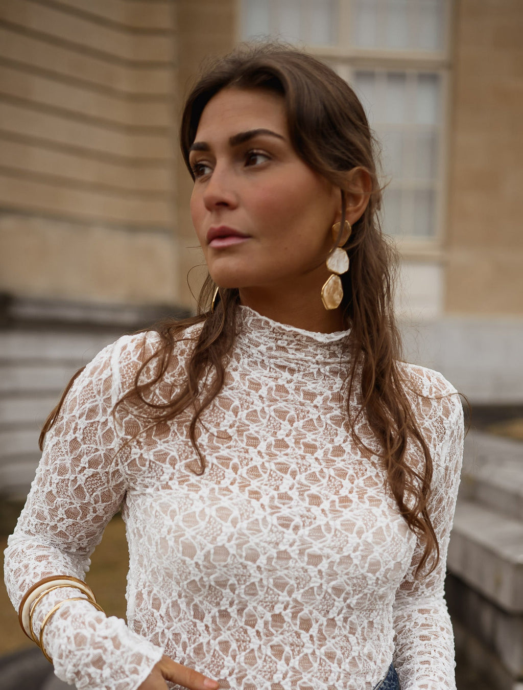Boucles d'oreilles Palo - dorées et beige