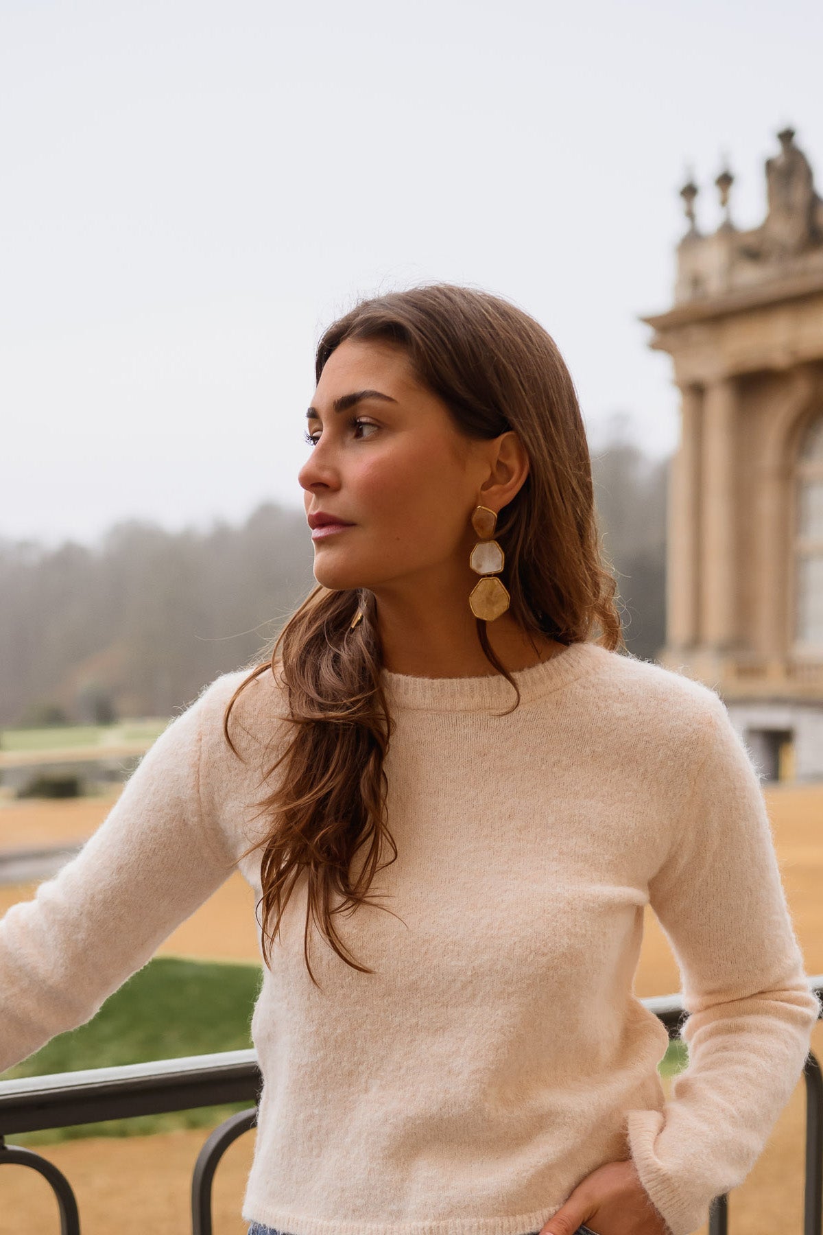 Boucles d'oreilles Palo - dorées et beige