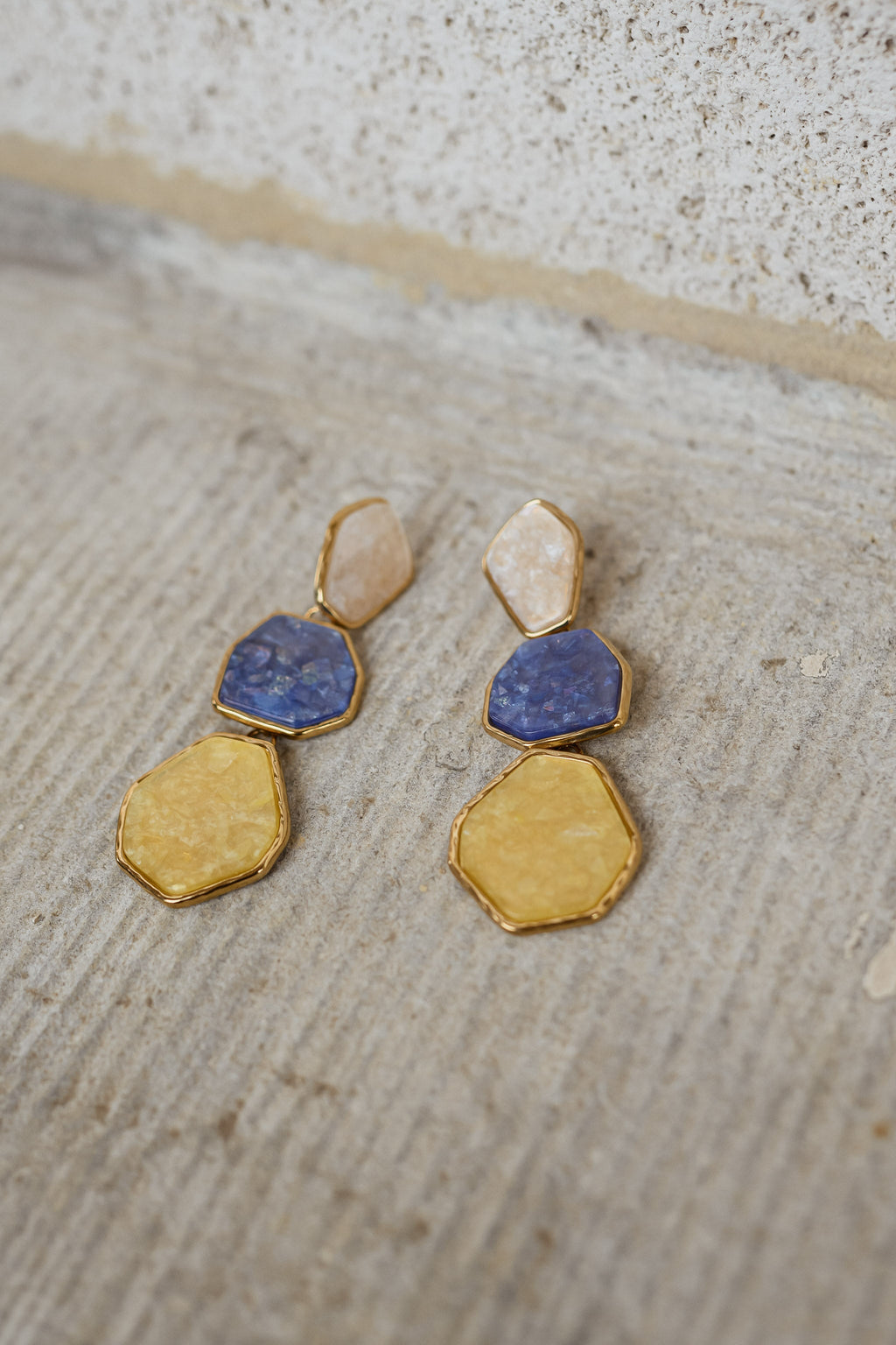 Boucles d'oreilles Palo - dorées et bleues