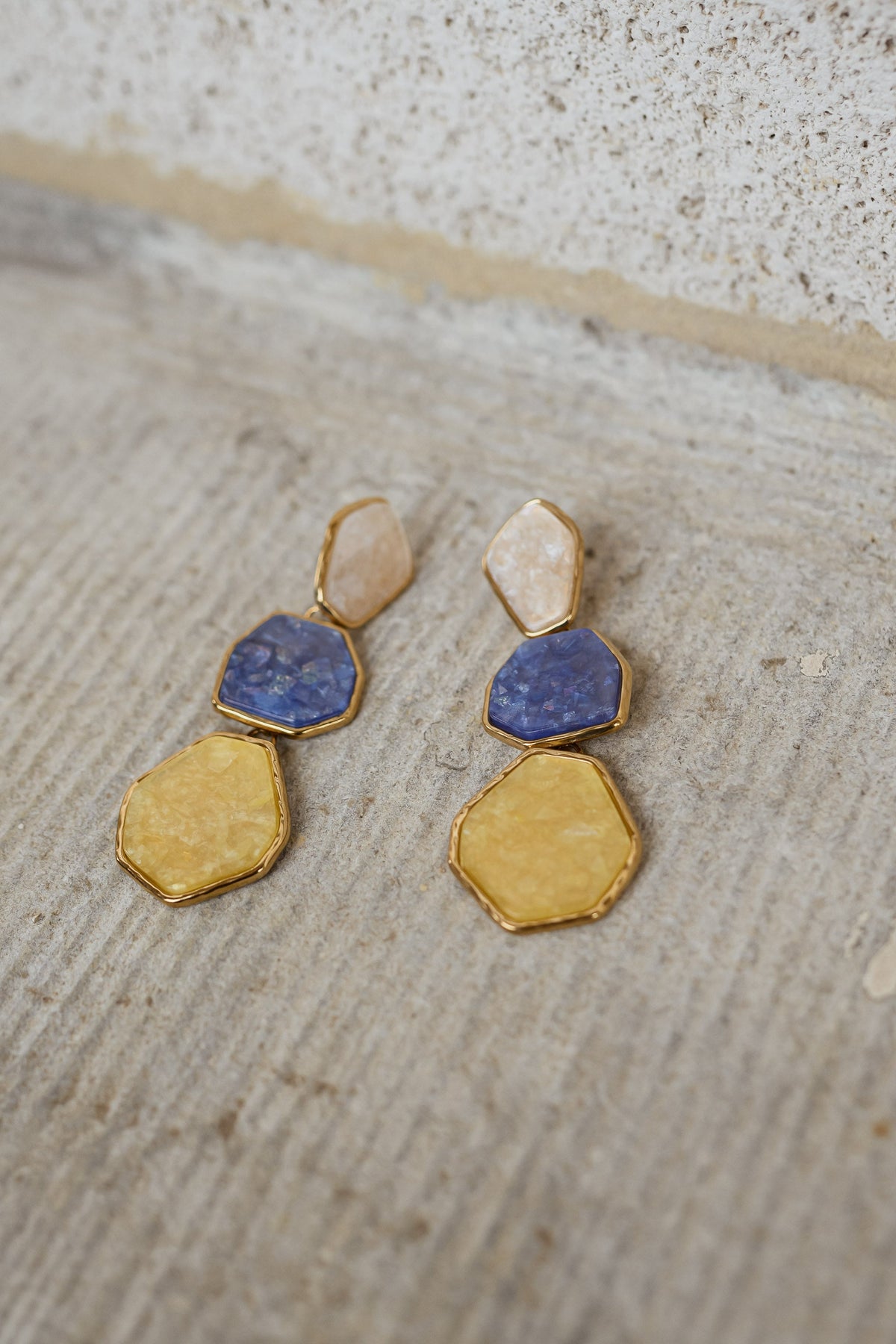 Boucles d'oreilles Palo - dorées et bleues