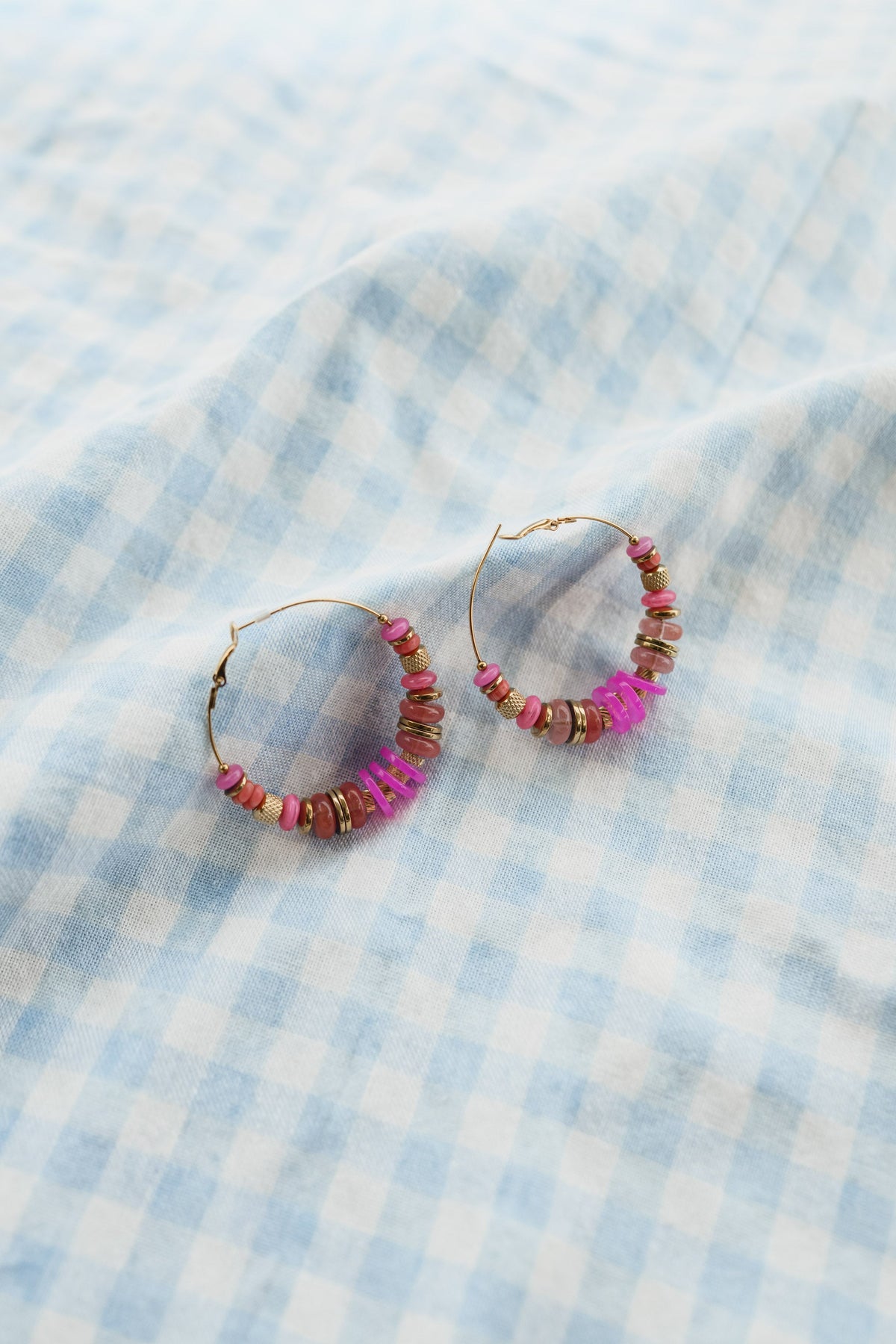Boucles d'oreilles Ringo - roses et dorées