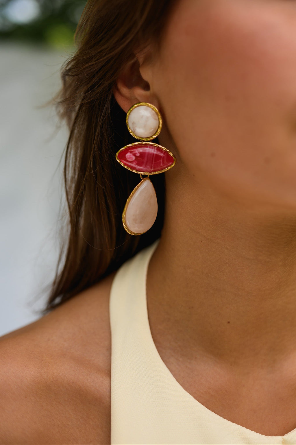 Boucles d'oreilles Aria - rouge et rose