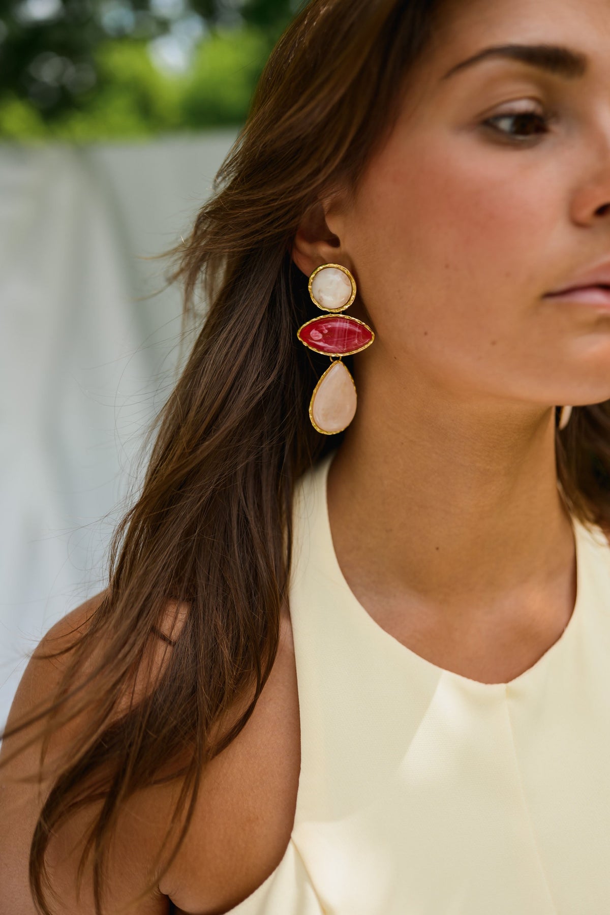 Boucles d'oreilles Aria - rouge et rose