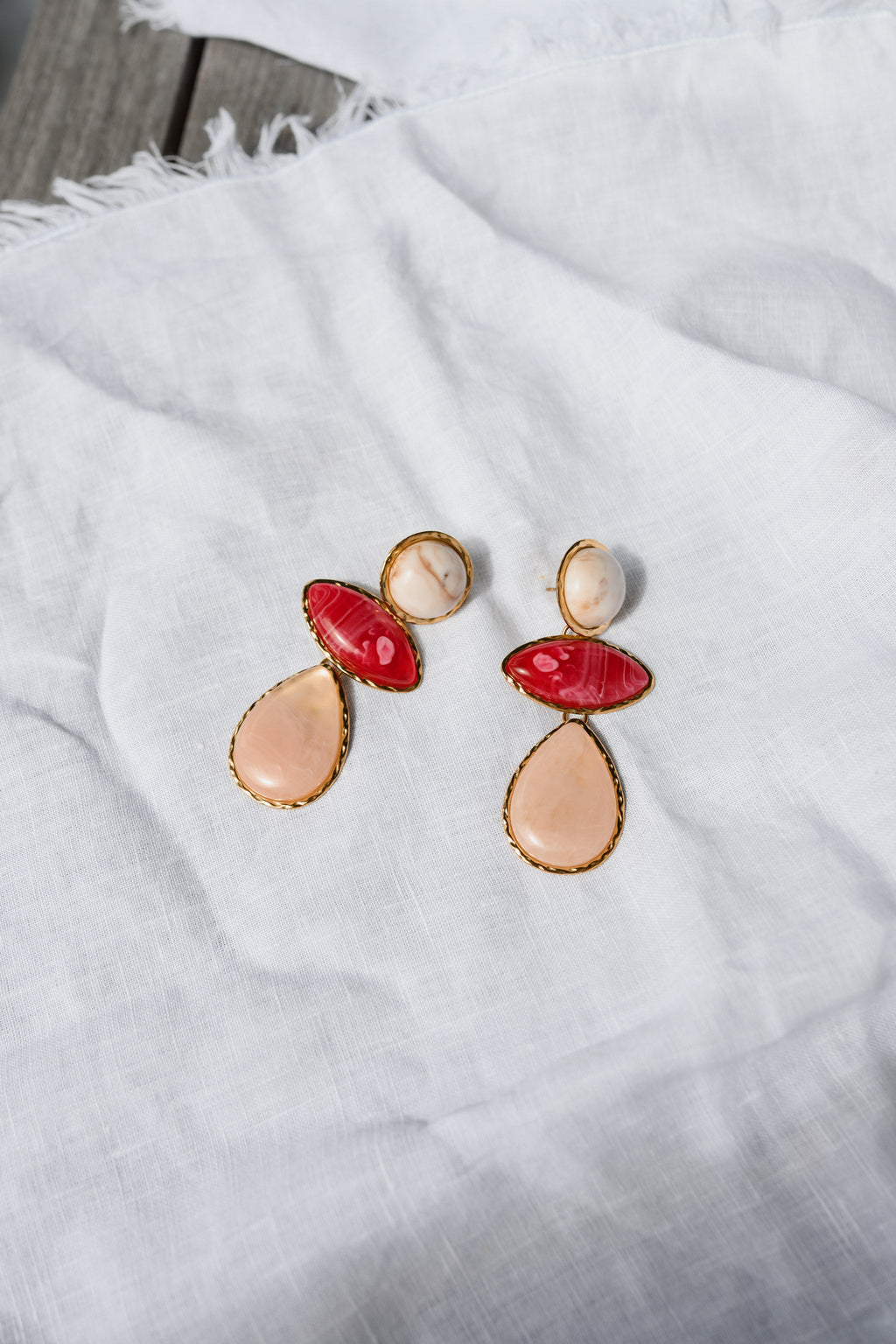 Boucles d'oreilles Aria - rouge et rose
