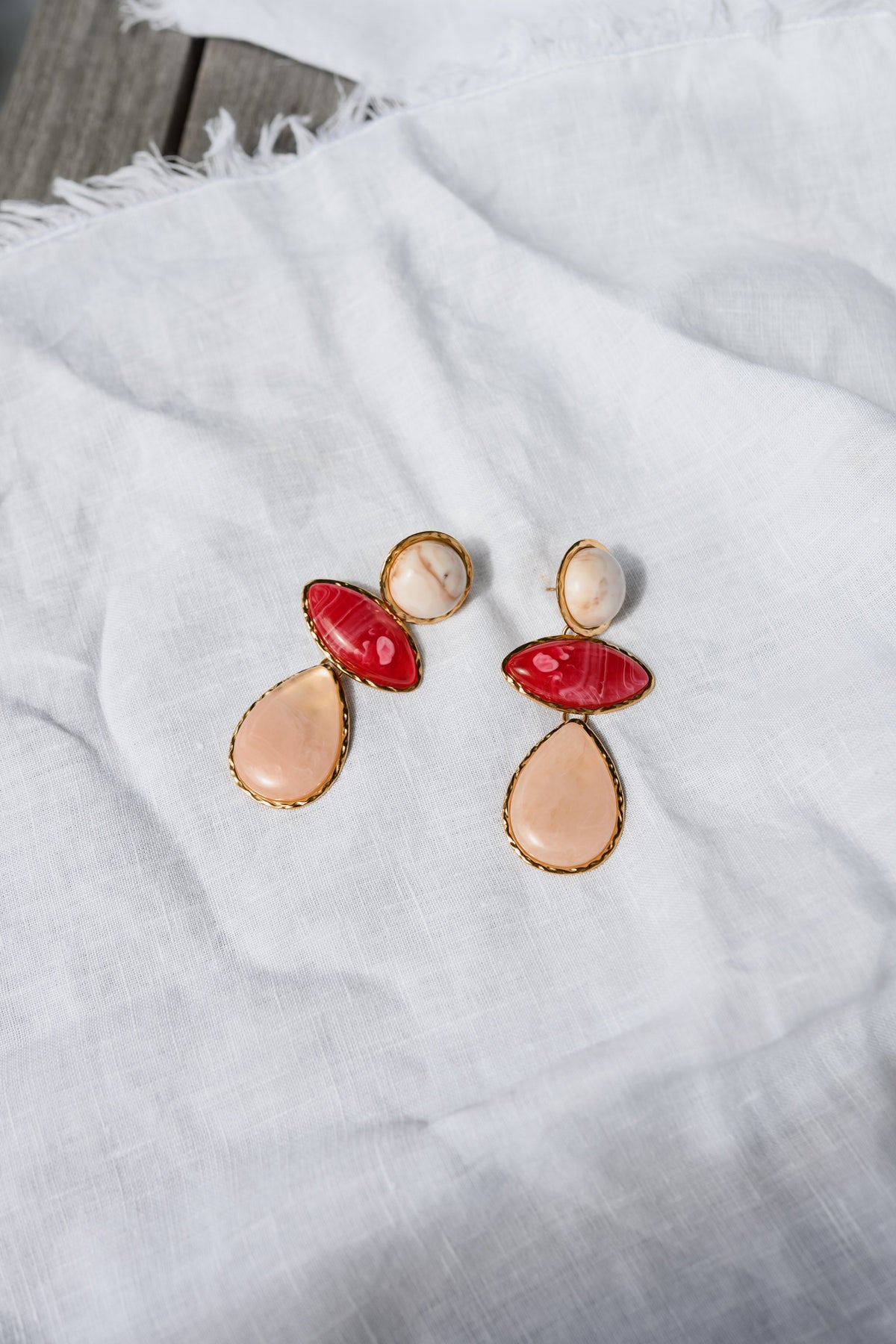 Boucles d'oreilles Aria - rouge et rose
