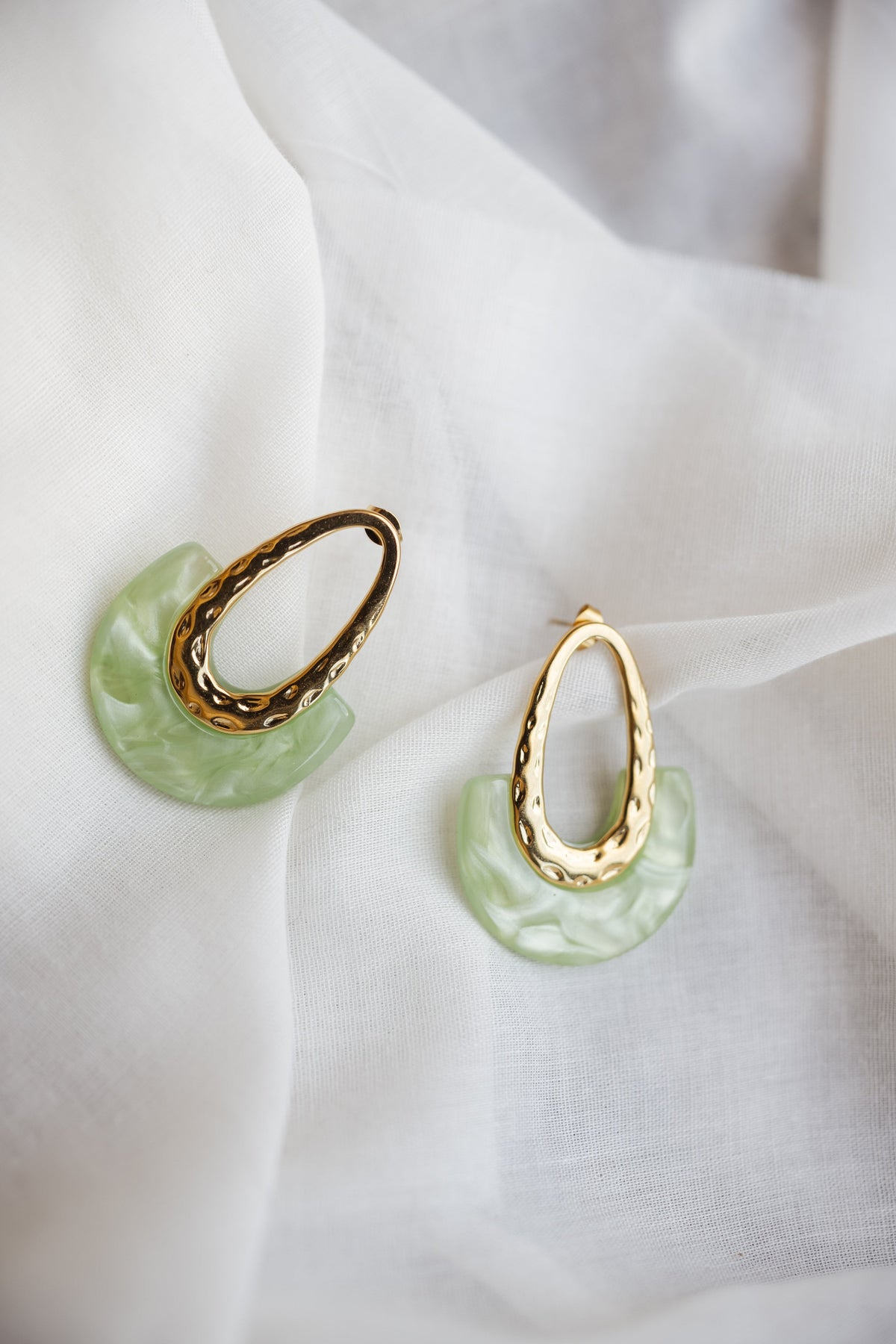 Boucles d’oreilles Bila - dorées et vertes