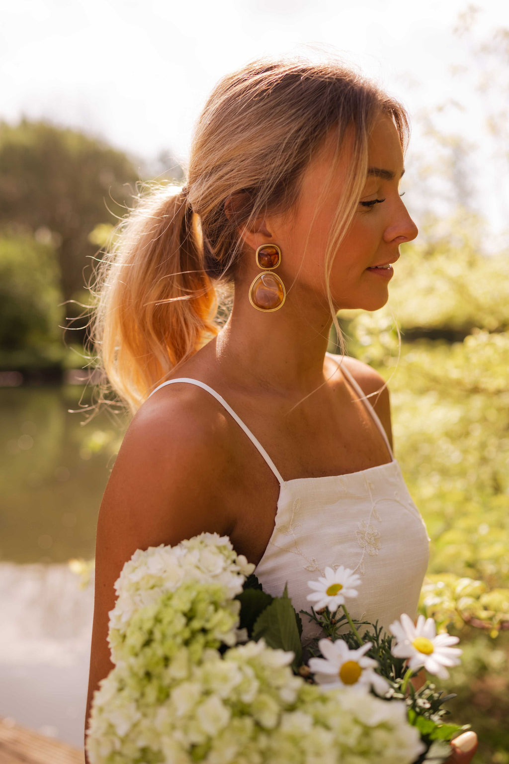Boucles d’oreilles Hetty - dorées et brunes