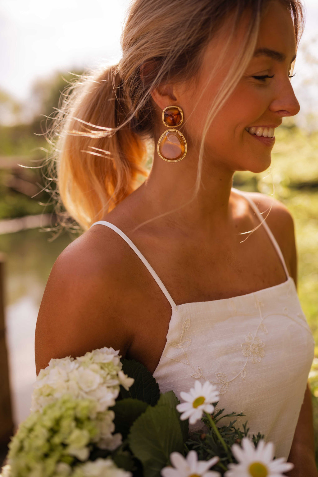 Boucles d’oreilles Hetty - dorées et brunes