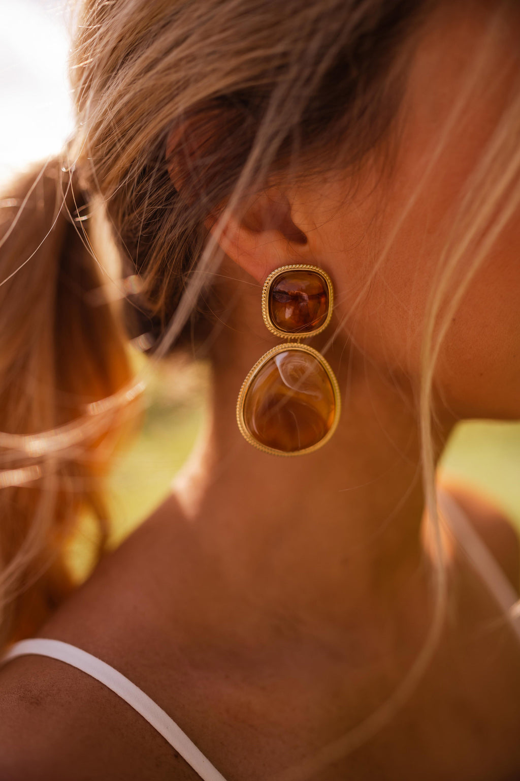 Boucles d’oreilles Hetty - dorées et brunes