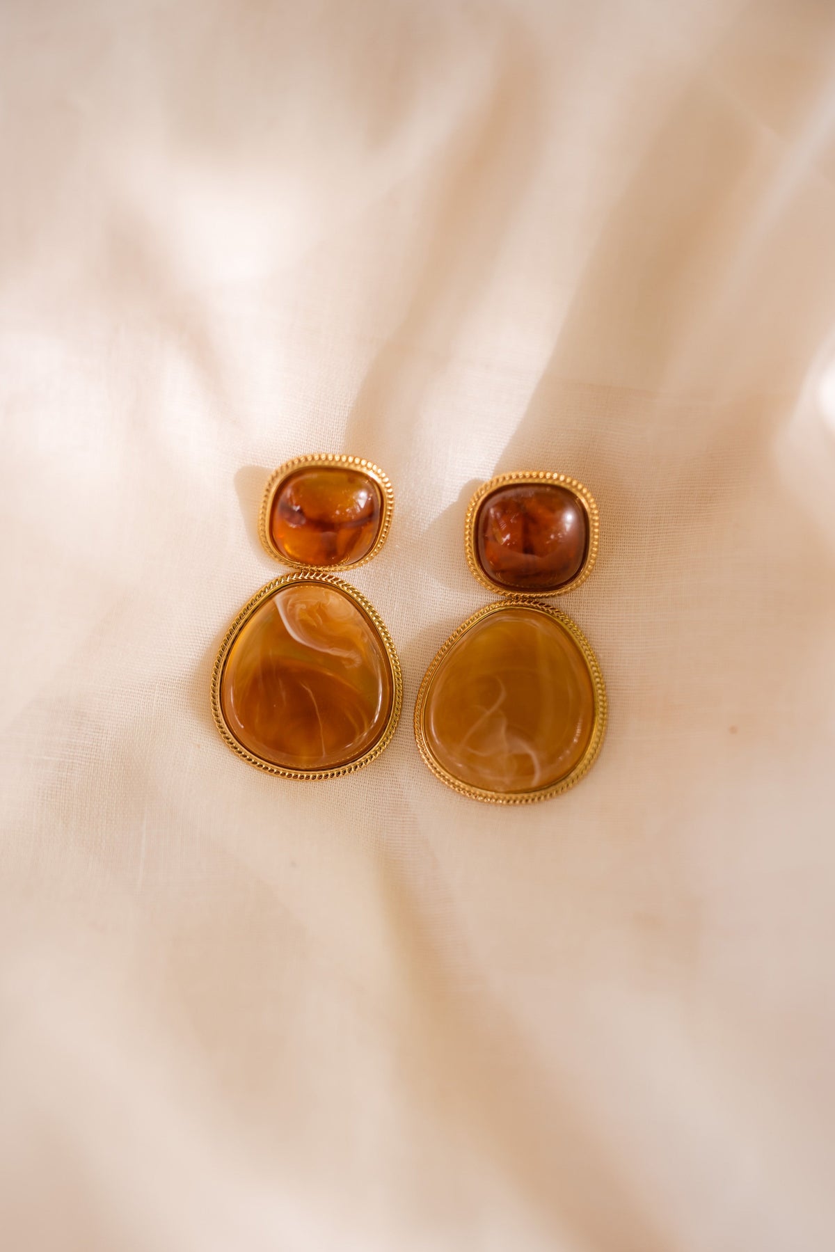 Boucles d’oreilles Hetty - dorées et brunes