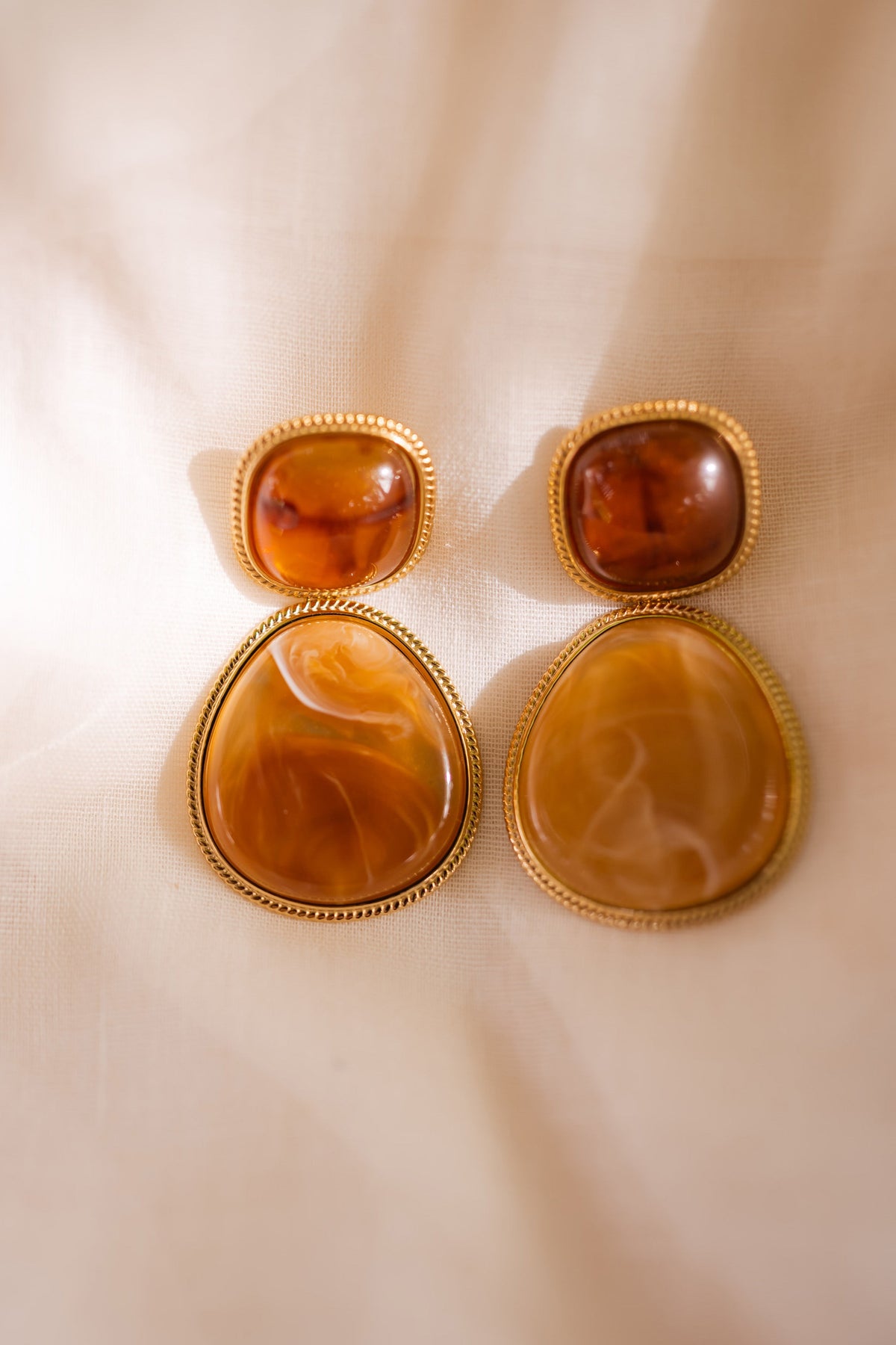 Boucles d’oreilles Hetty - dorées et brunes