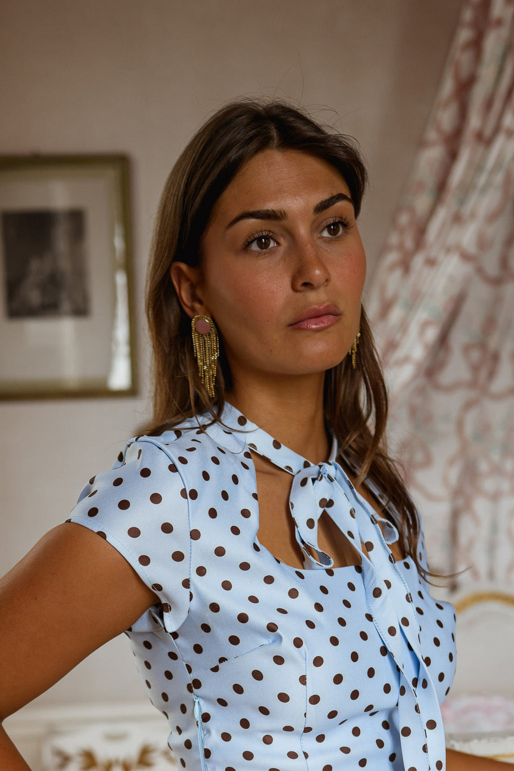 Boucles d'oreilles Maury - dorées et rose