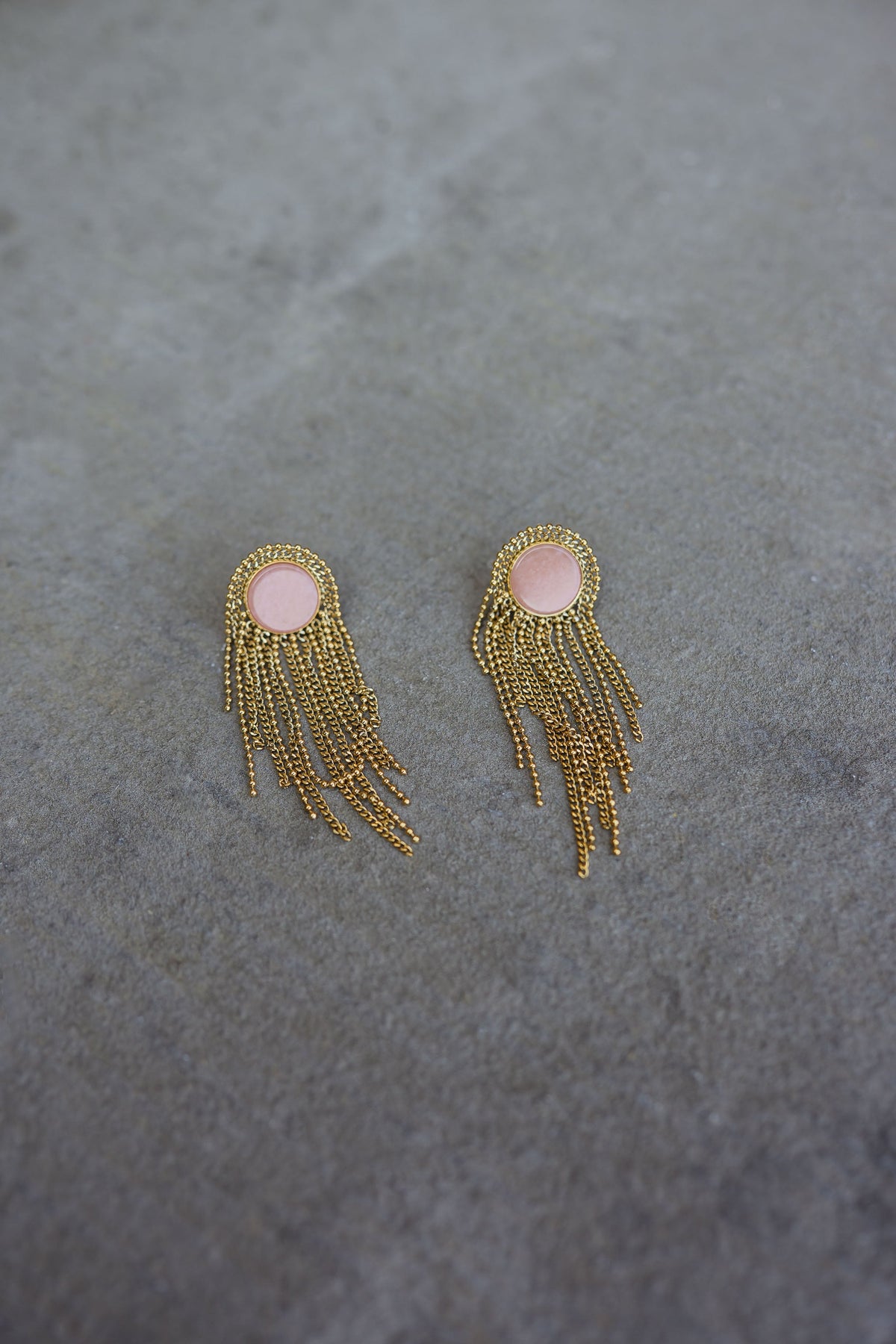 Boucles d'oreilles Maury - dorées et rose