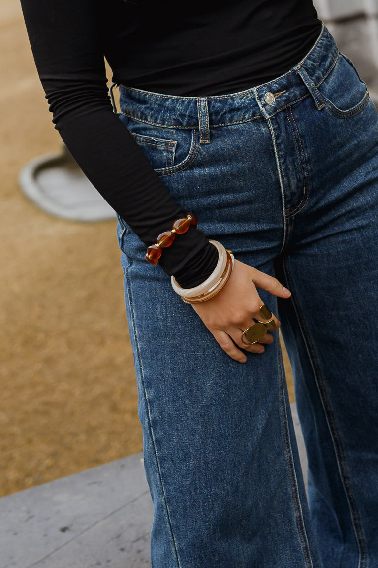 Bracelet Kaly - beige et brun