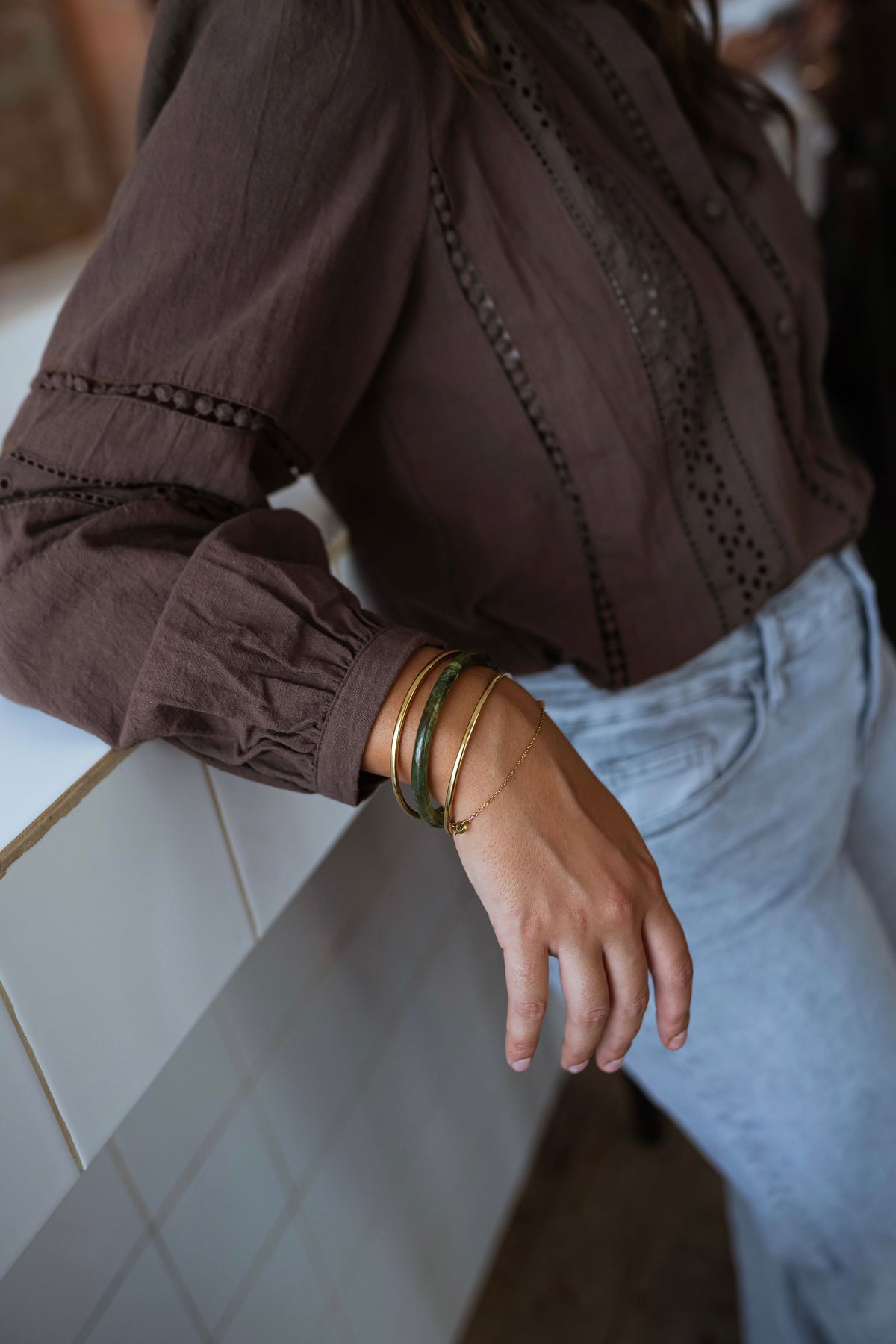 Bracelets Laria - verts et dorés