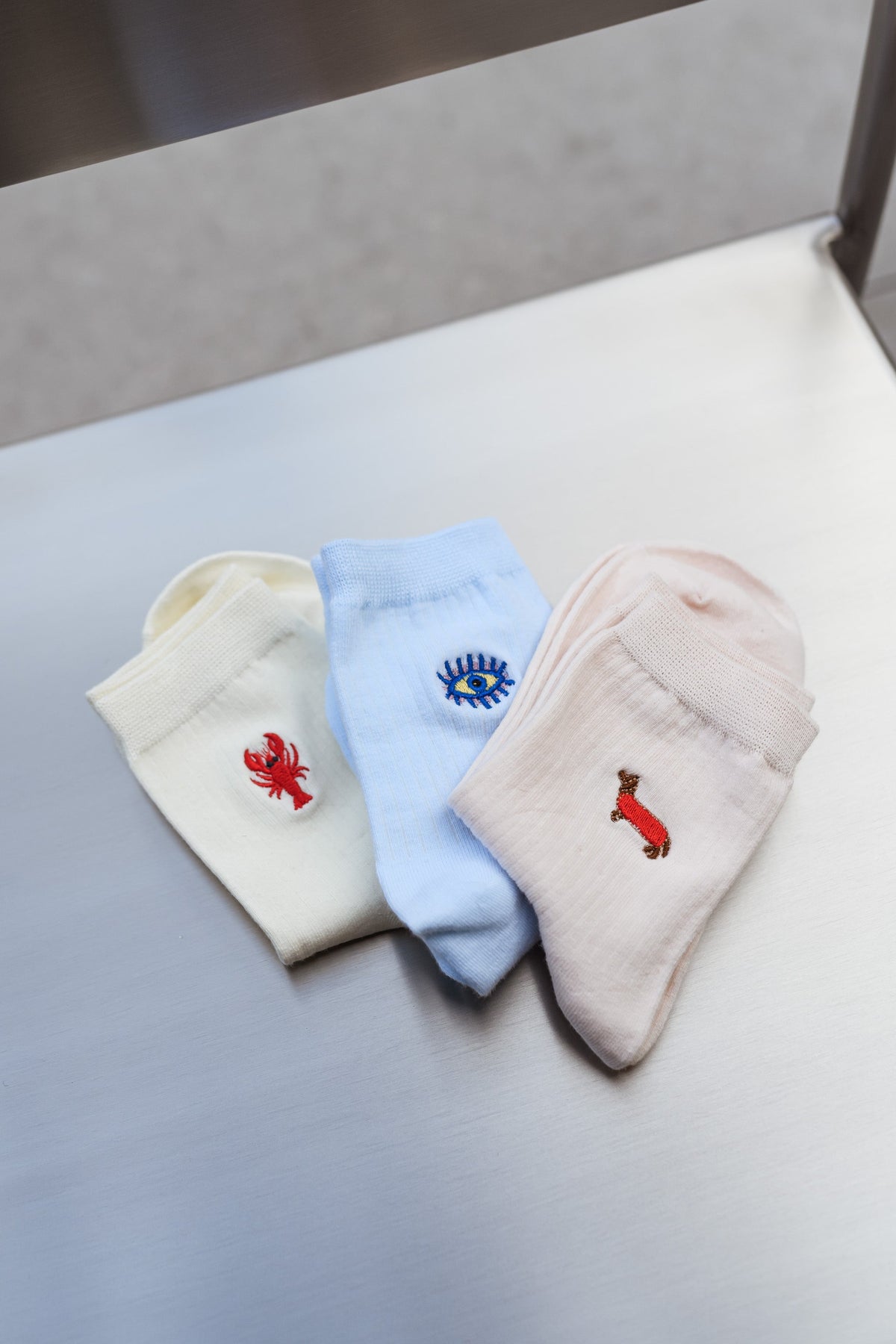 Chaussettes Teckel - rose clair