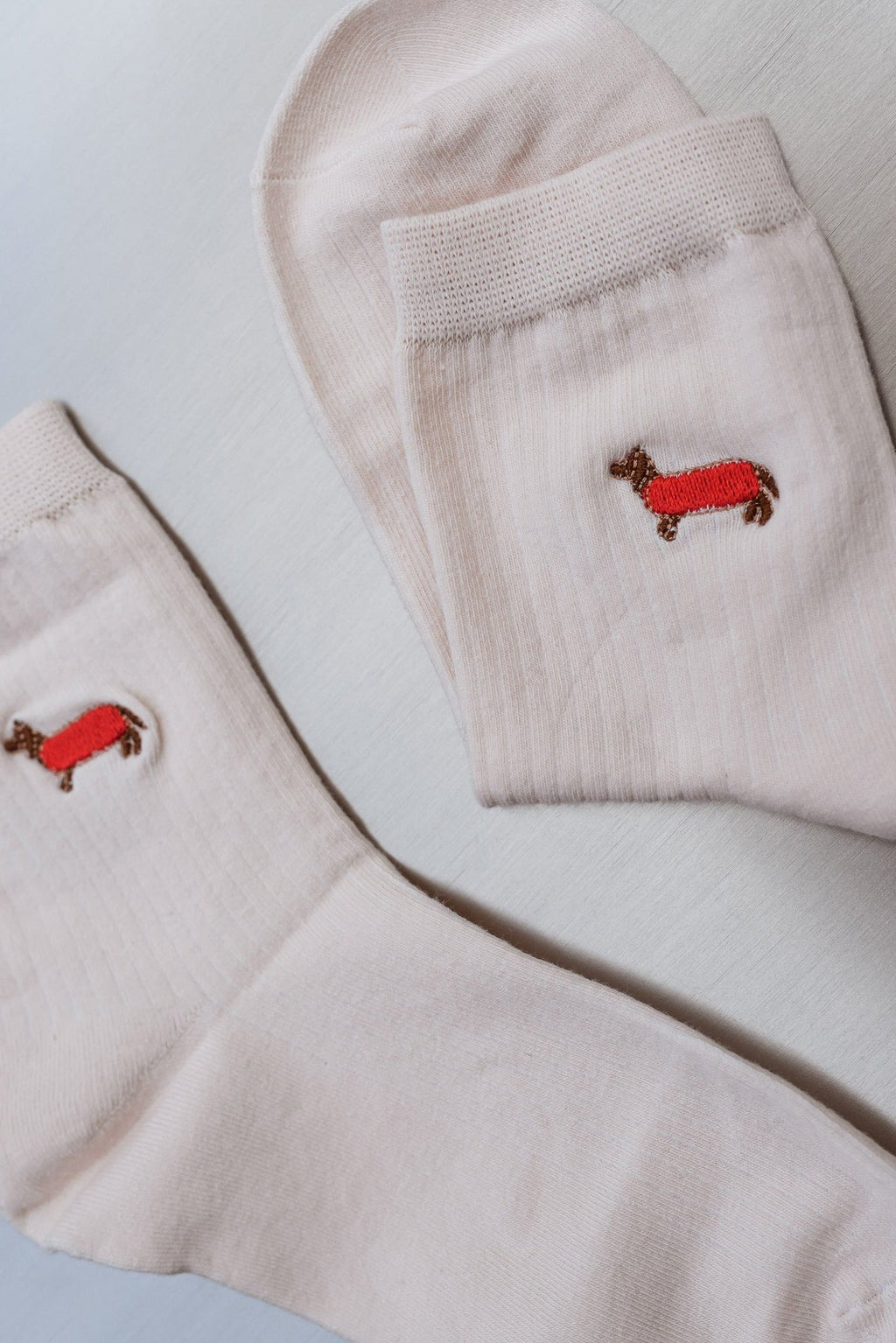 Chaussettes Teckel - rose clair