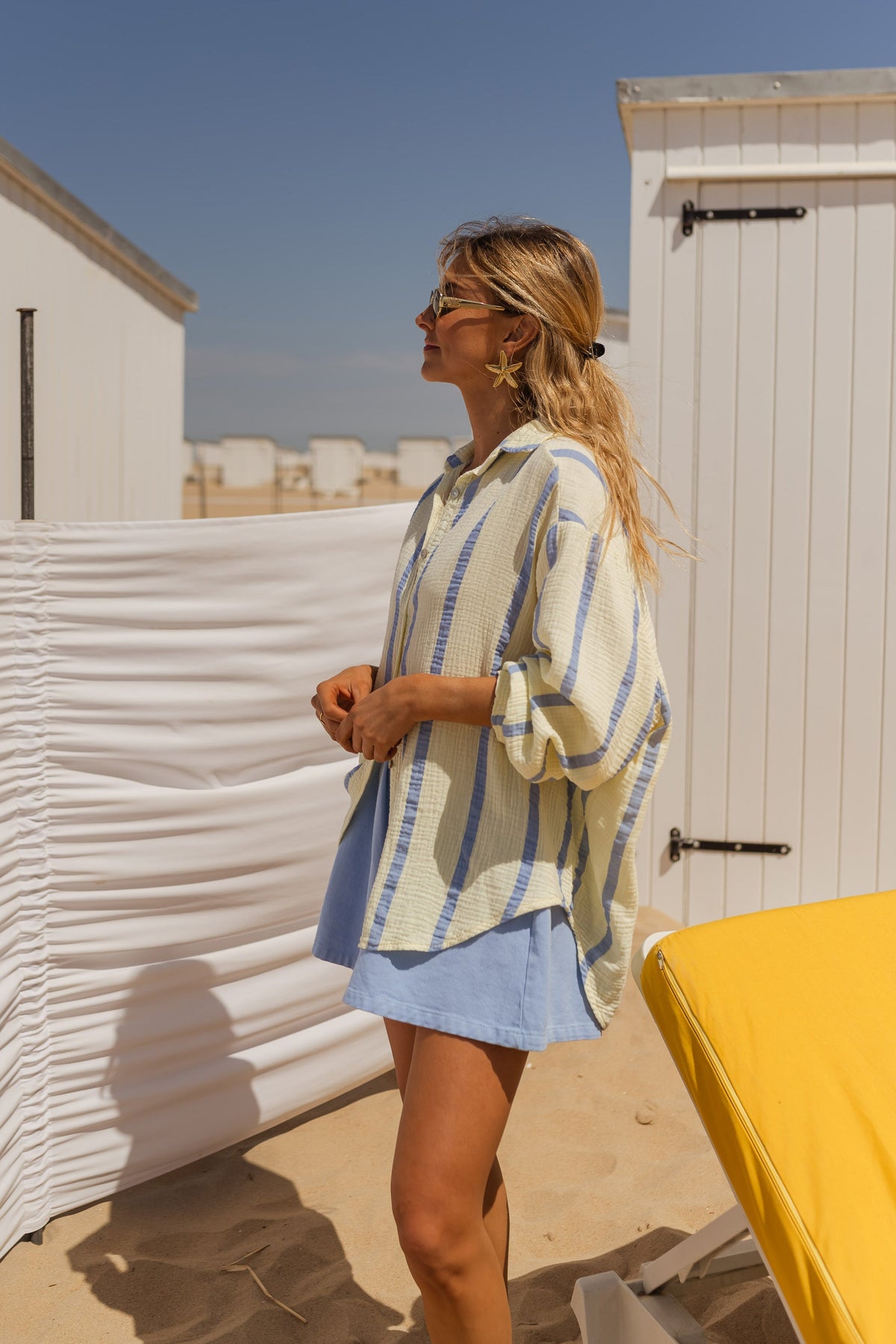 Chemise Amélie - jaune et bleue