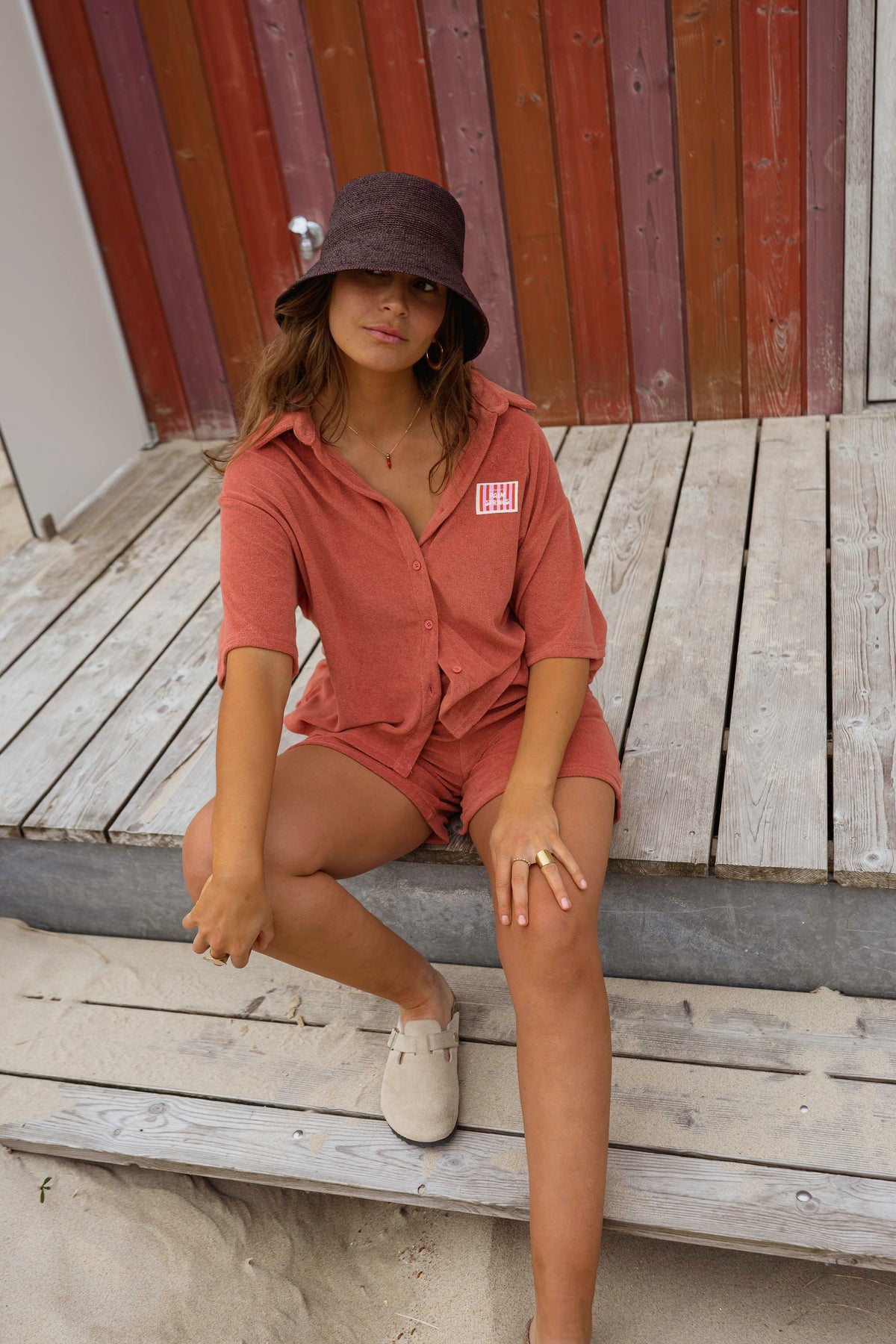 Chemise Anza - terracotta en éponge