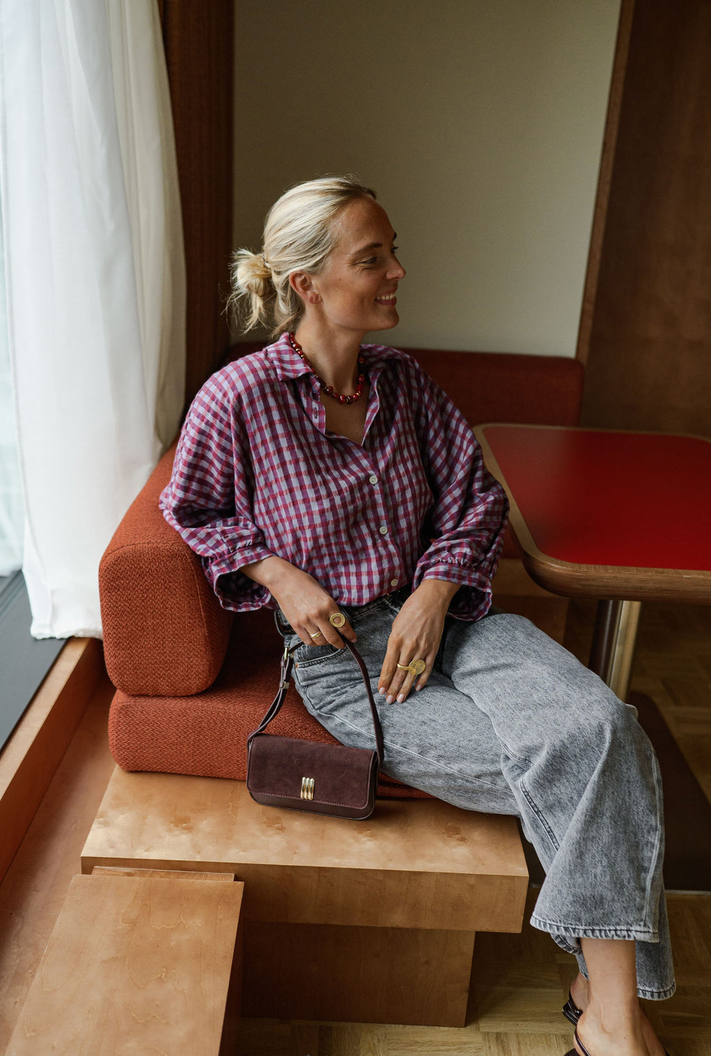 Chemise Azia -  carreaux bordeaux