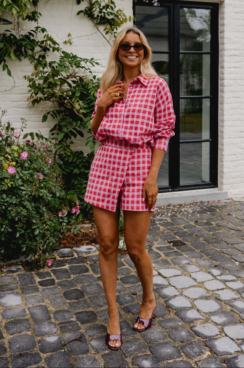 Chemise Dicki - rouge et mauve à carreaux