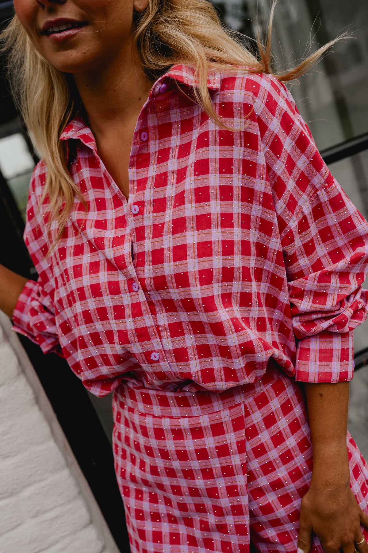 Chemise Dicki - rouge et mauve à carreaux