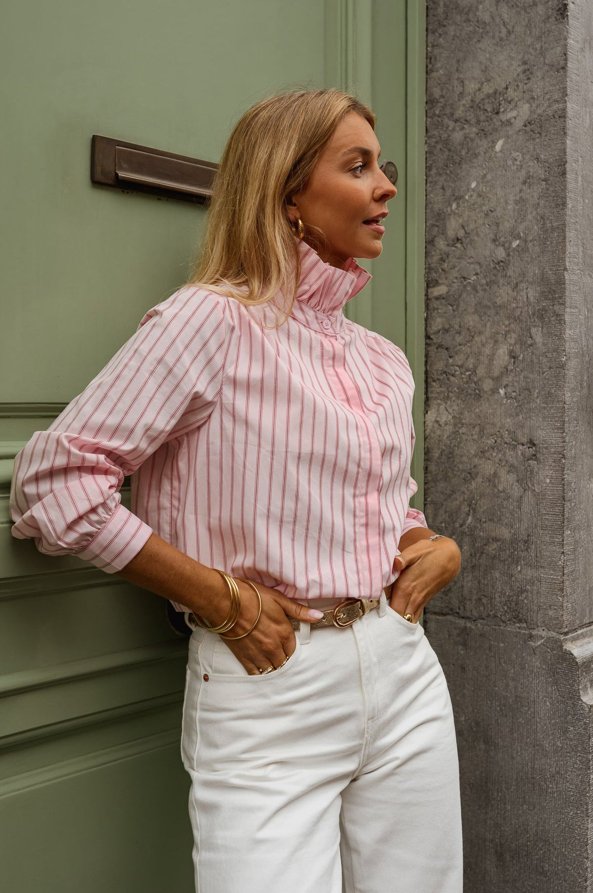 Chemise Eleanor - rose à lignes
