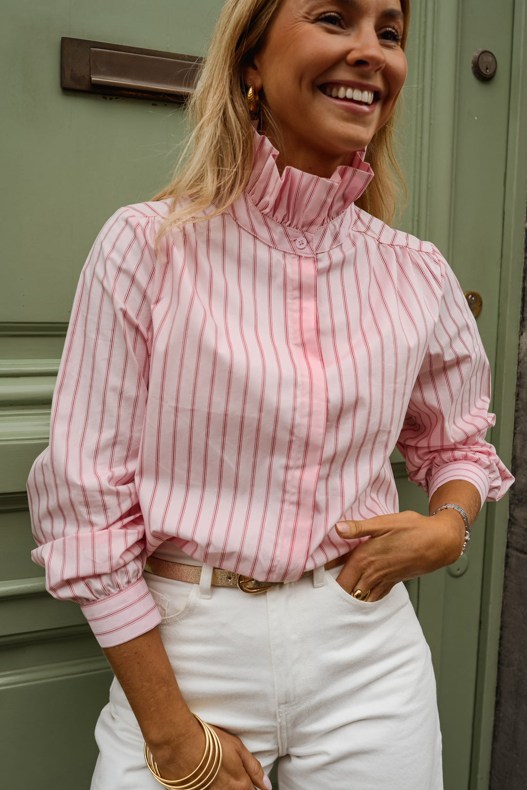 Chemise Eleanor - rose à lignes
