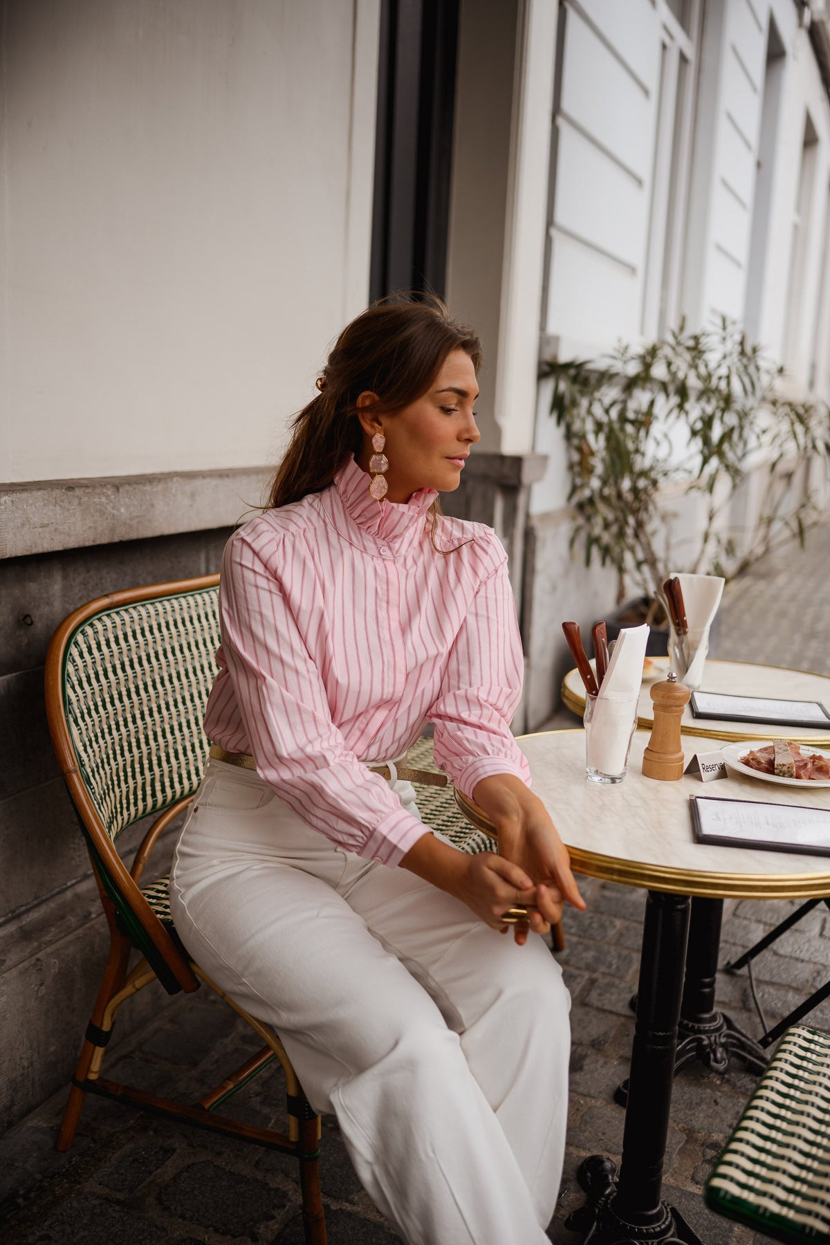 Chemise Eleanor - rose à lignes