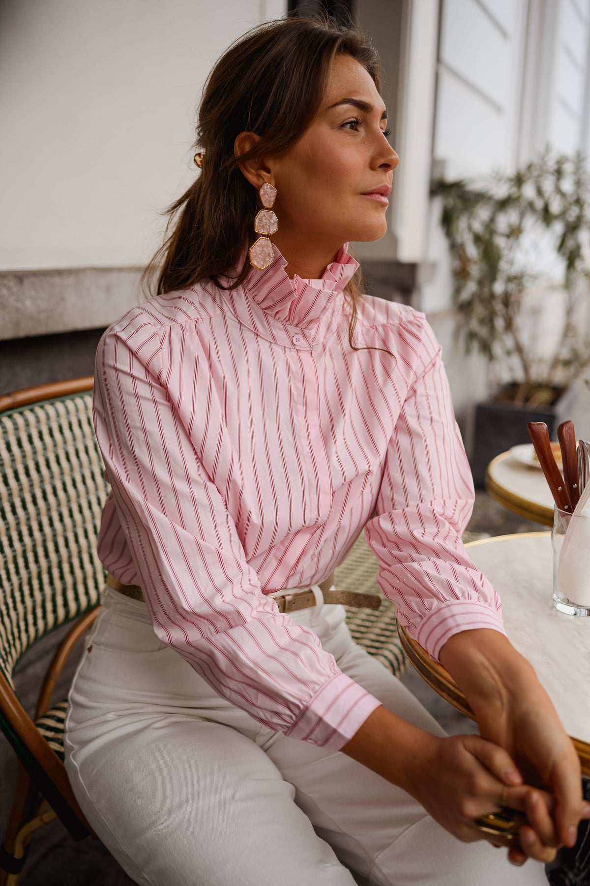 Chemise Eleanor - rose à lignes