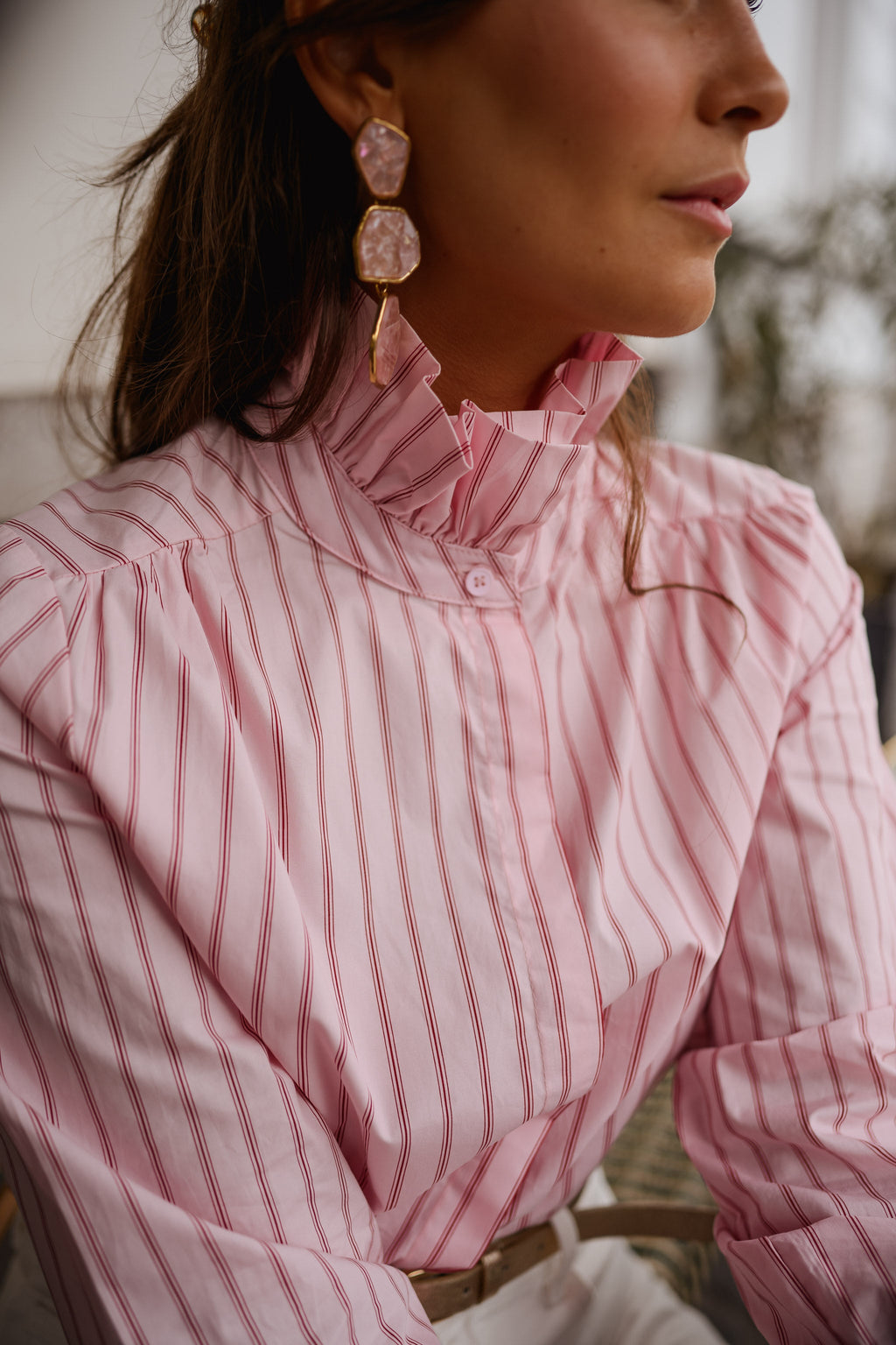 Chemise Eleanor - rose à lignes