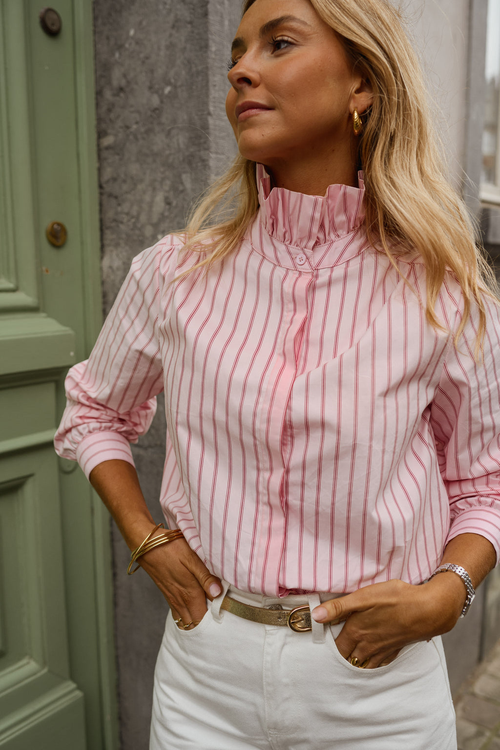 Chemise Eleanor - rose à lignes