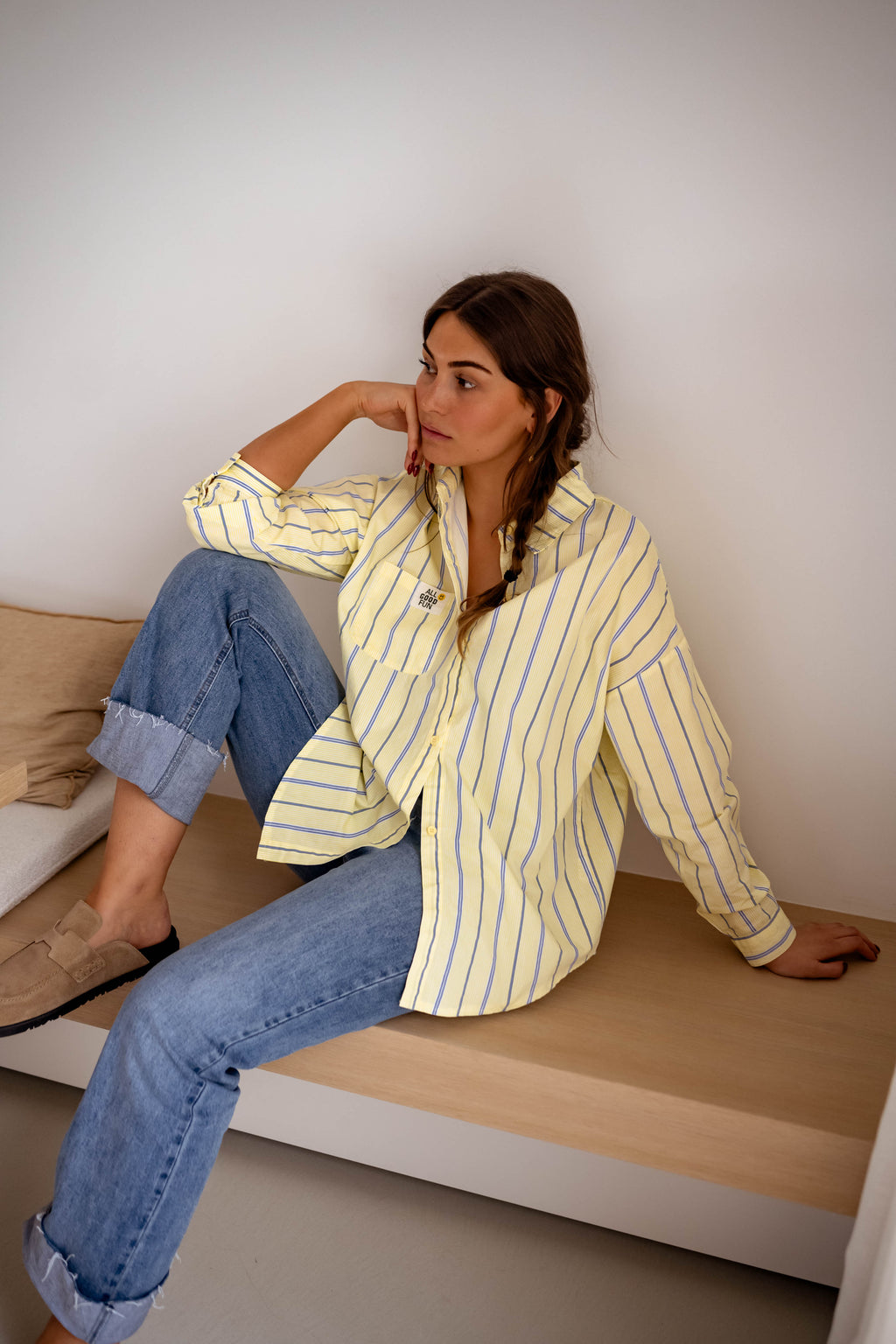 Chemise Happy - jaune à lignes