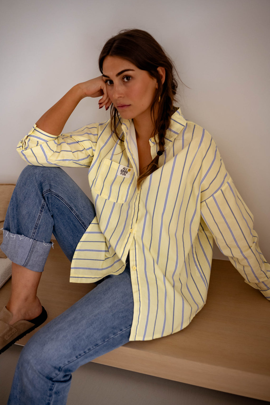 Chemise Happy - jaune à lignes