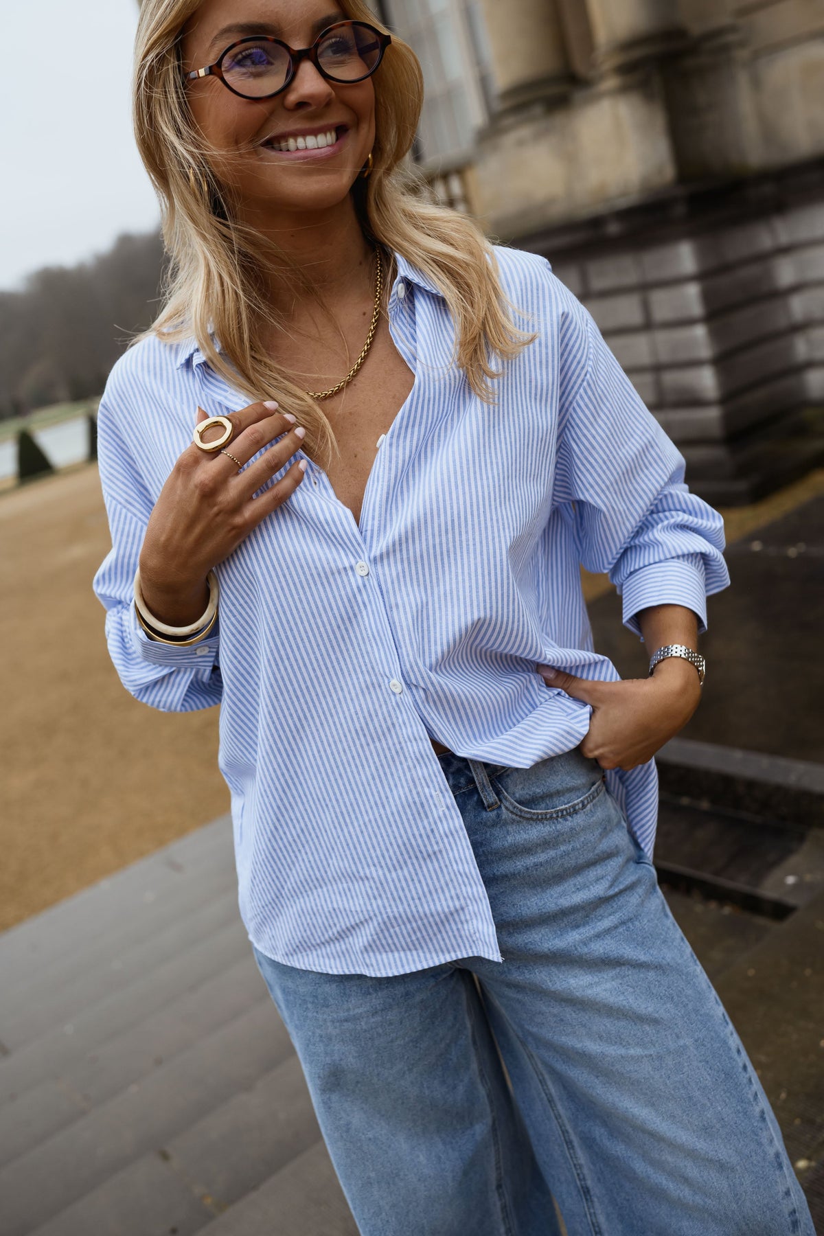 Chemise Julie - bleue à lignes
