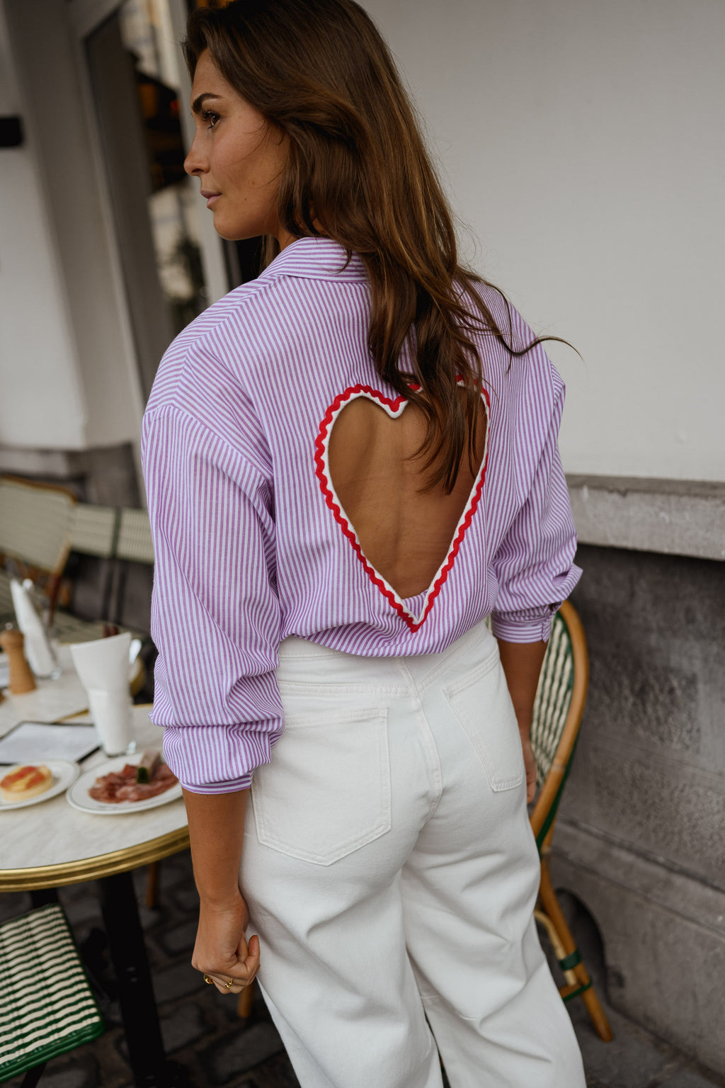 Chemise Julie - lilas à lignes