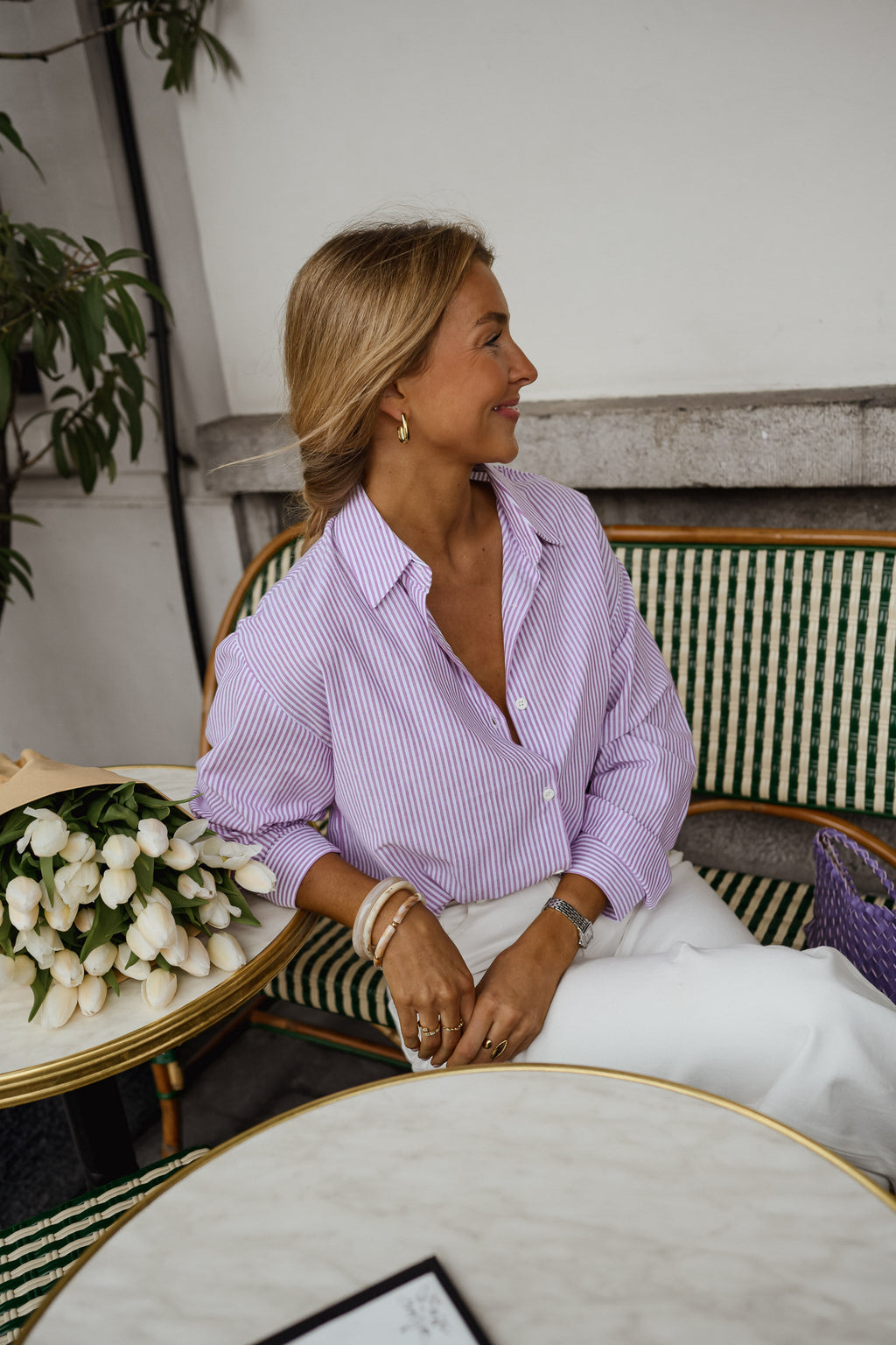 Chemise Julie - lilas à lignes