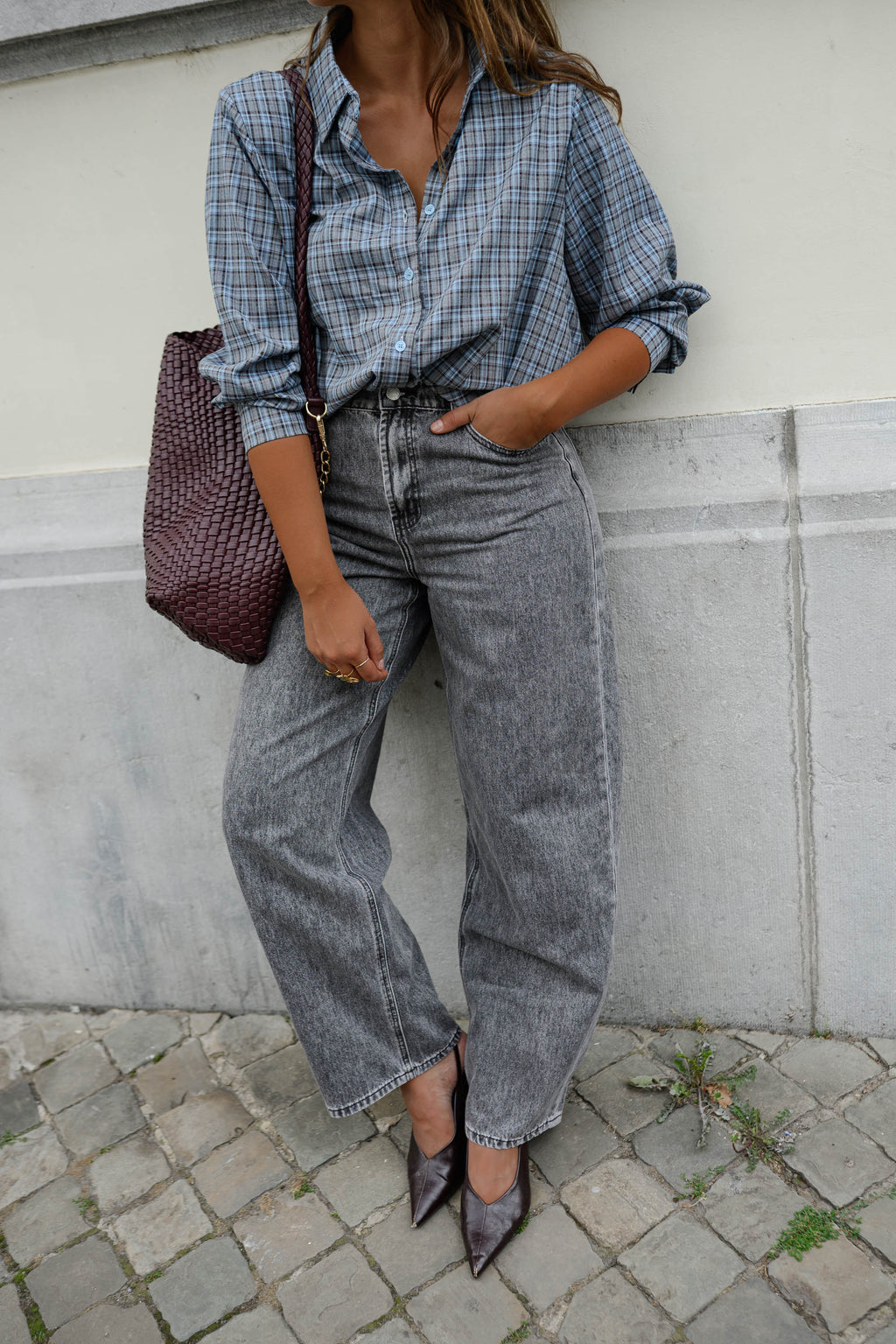 Chemise Mabel - bleue à carreaux